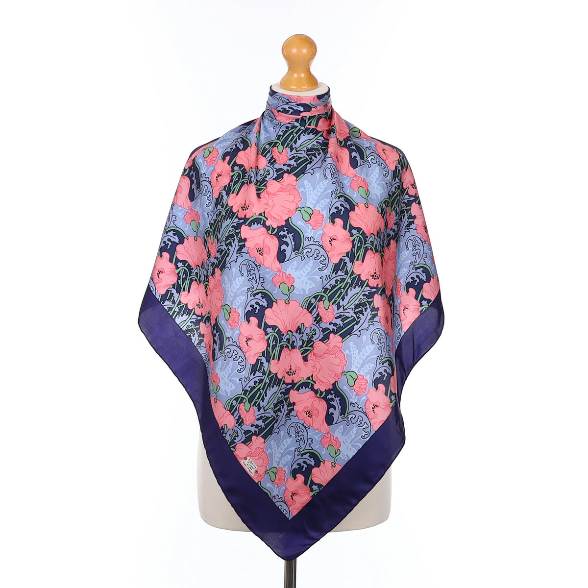Liberty Navy & Pink Floral Vintage Silk Scarf
