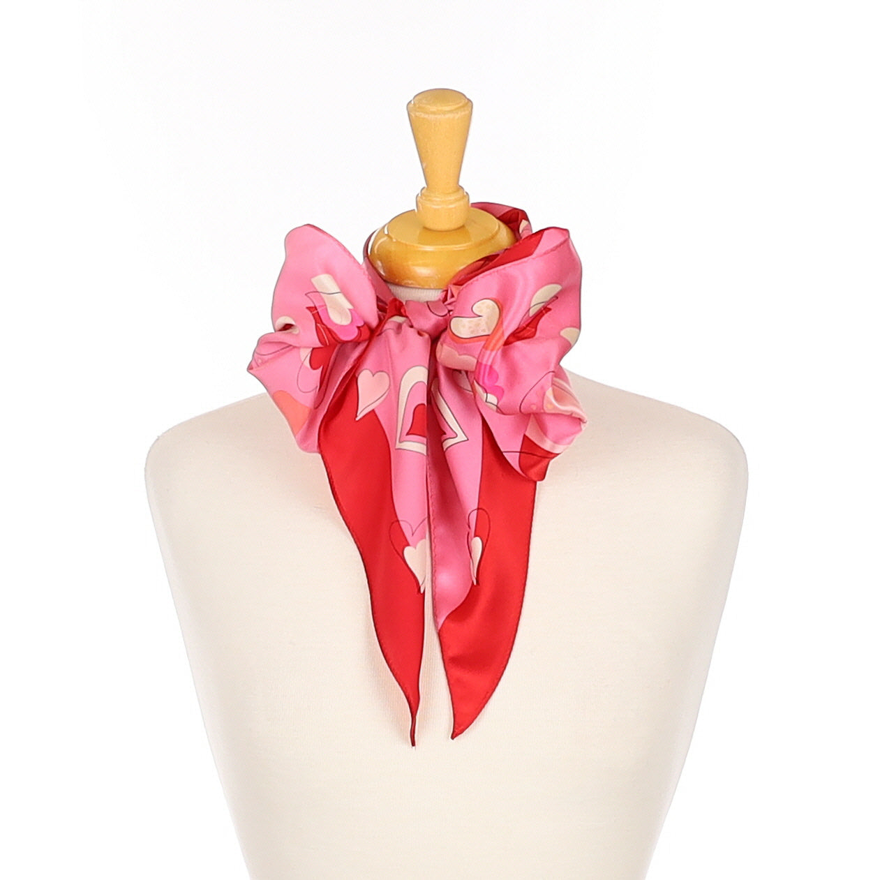 Talbots Heart Pussy Bow Silk Scarf