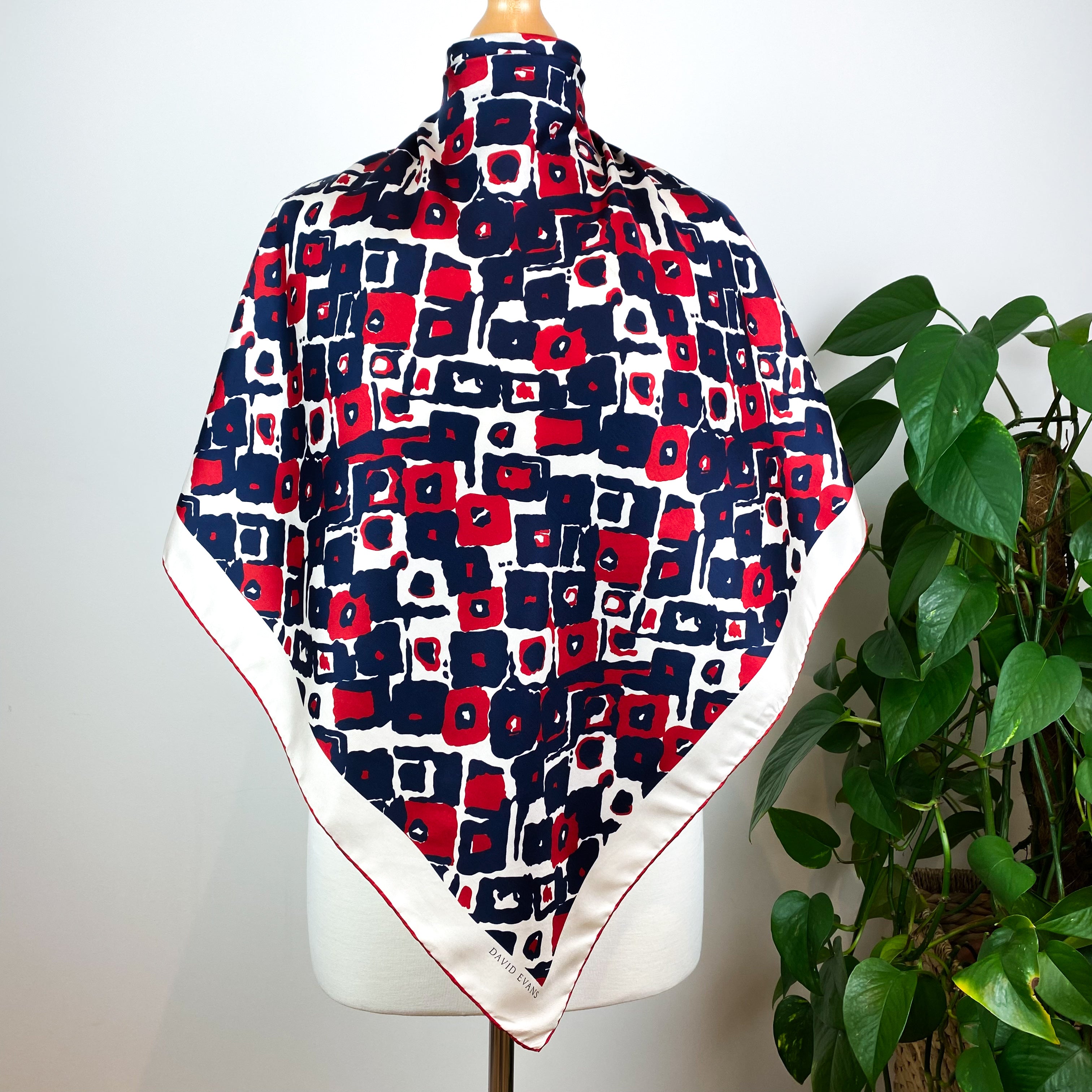 Red White and Blue Vintage Silk Scarf