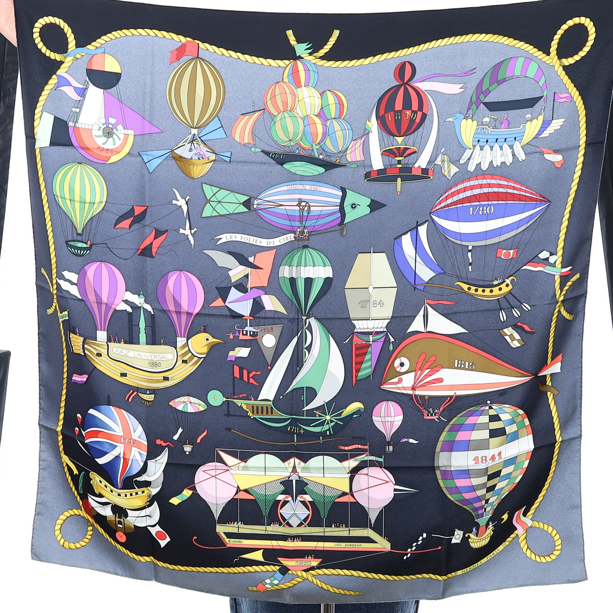 Pristine Hermès Les Folies du Ciel Silk Scarf
