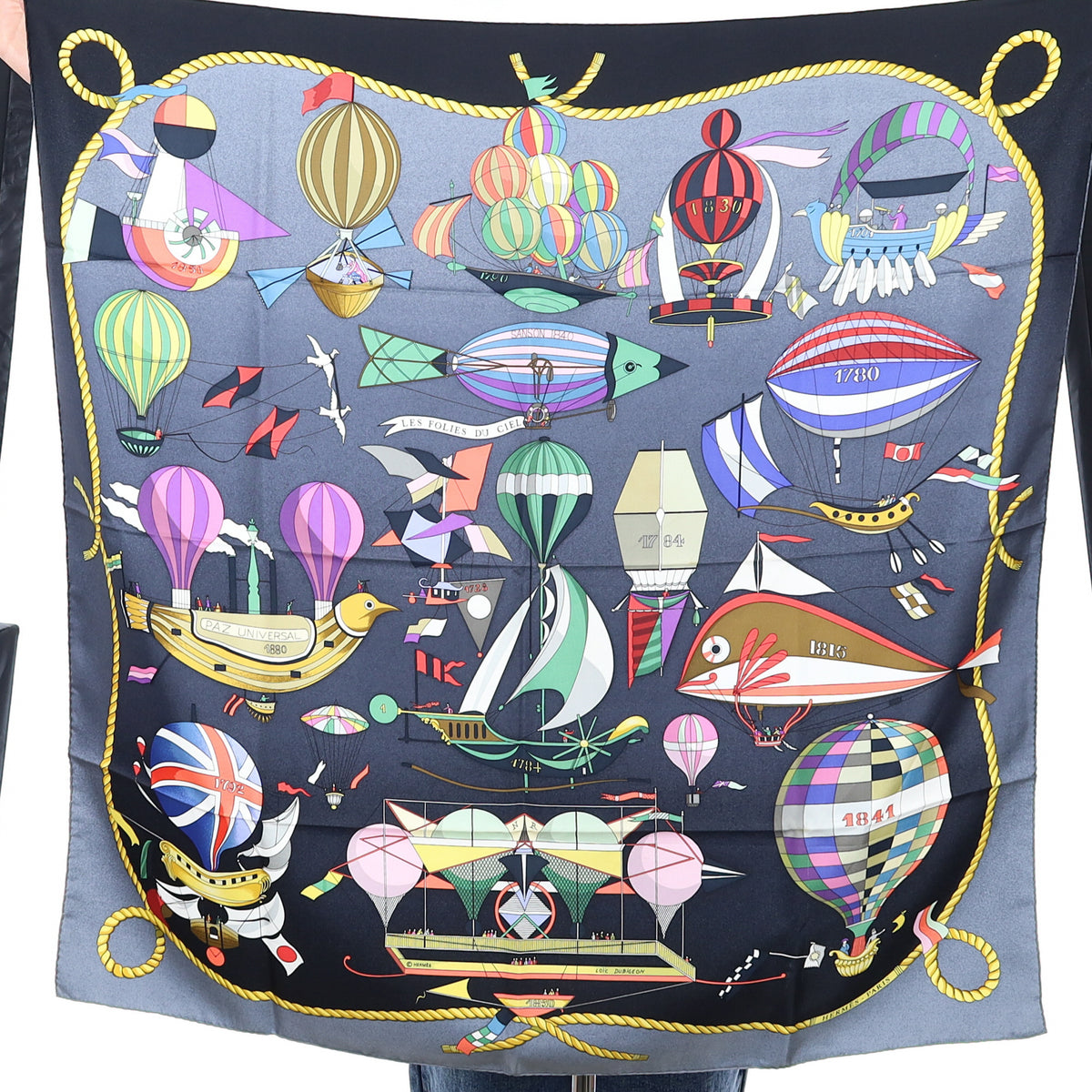 Pristine Hermès Les Folies du Ciel Silk Scarf