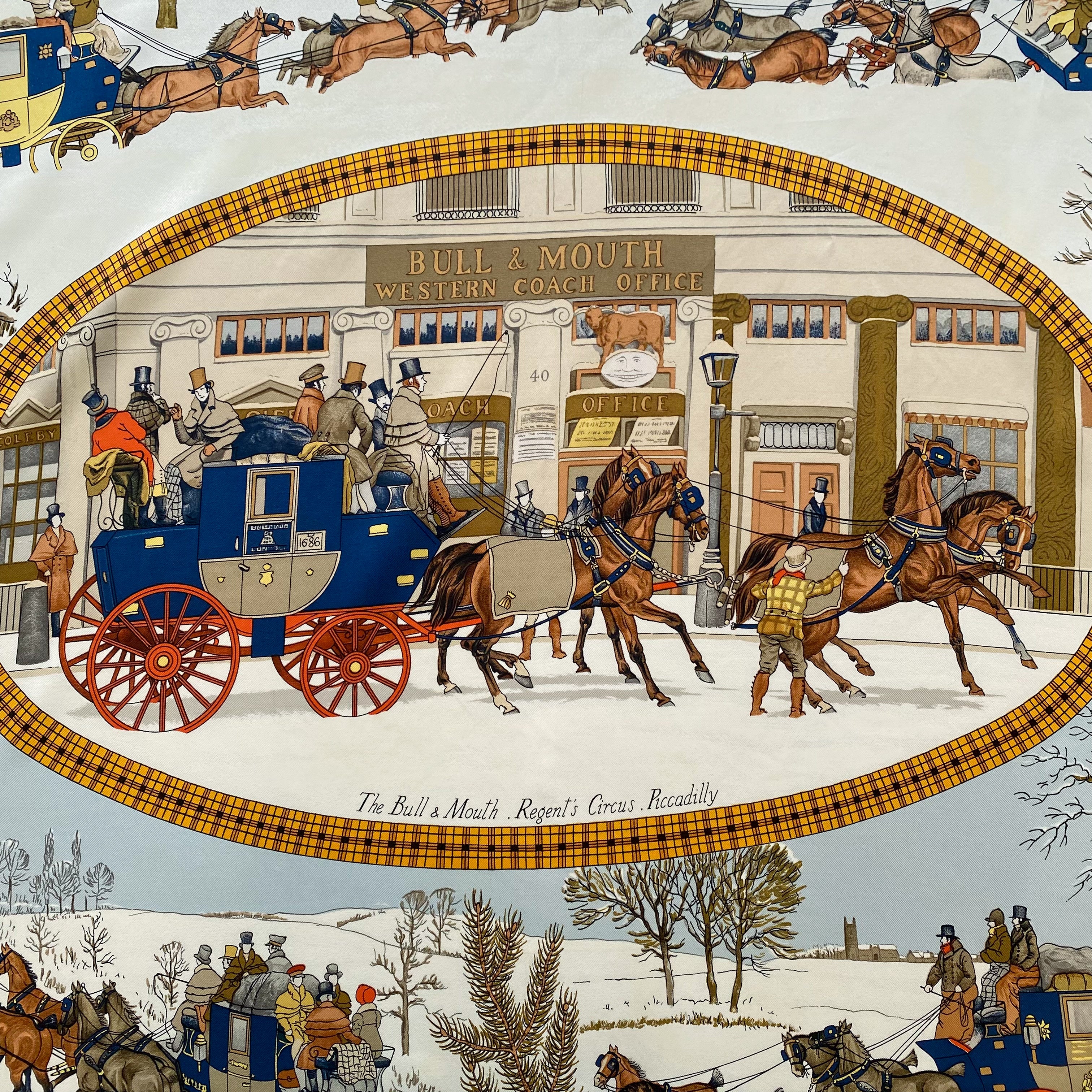 Boxed Hermès L’hiver en Poste Silk Scarf
