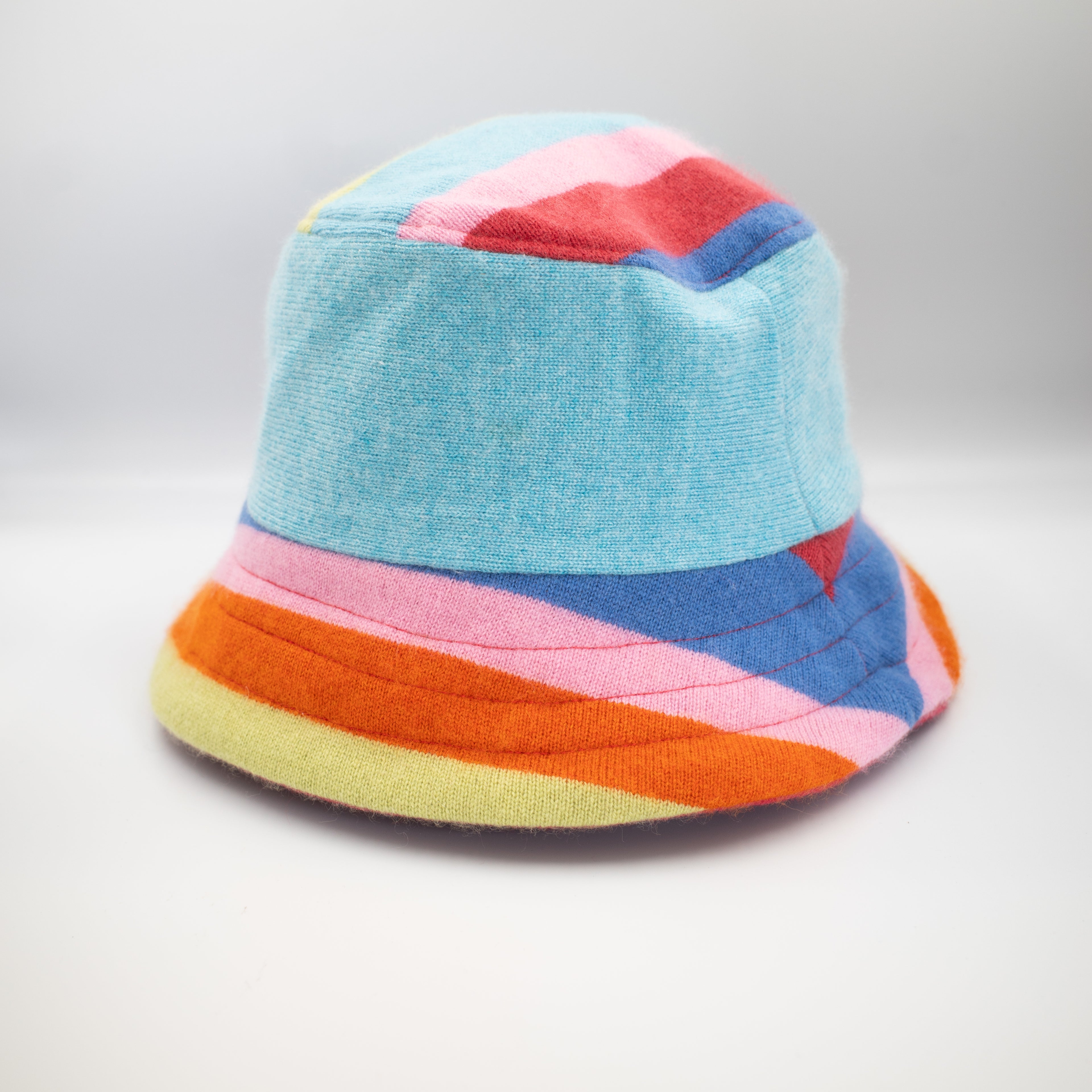 Multicoloured Reversible Cashmere Bucket Hat Large