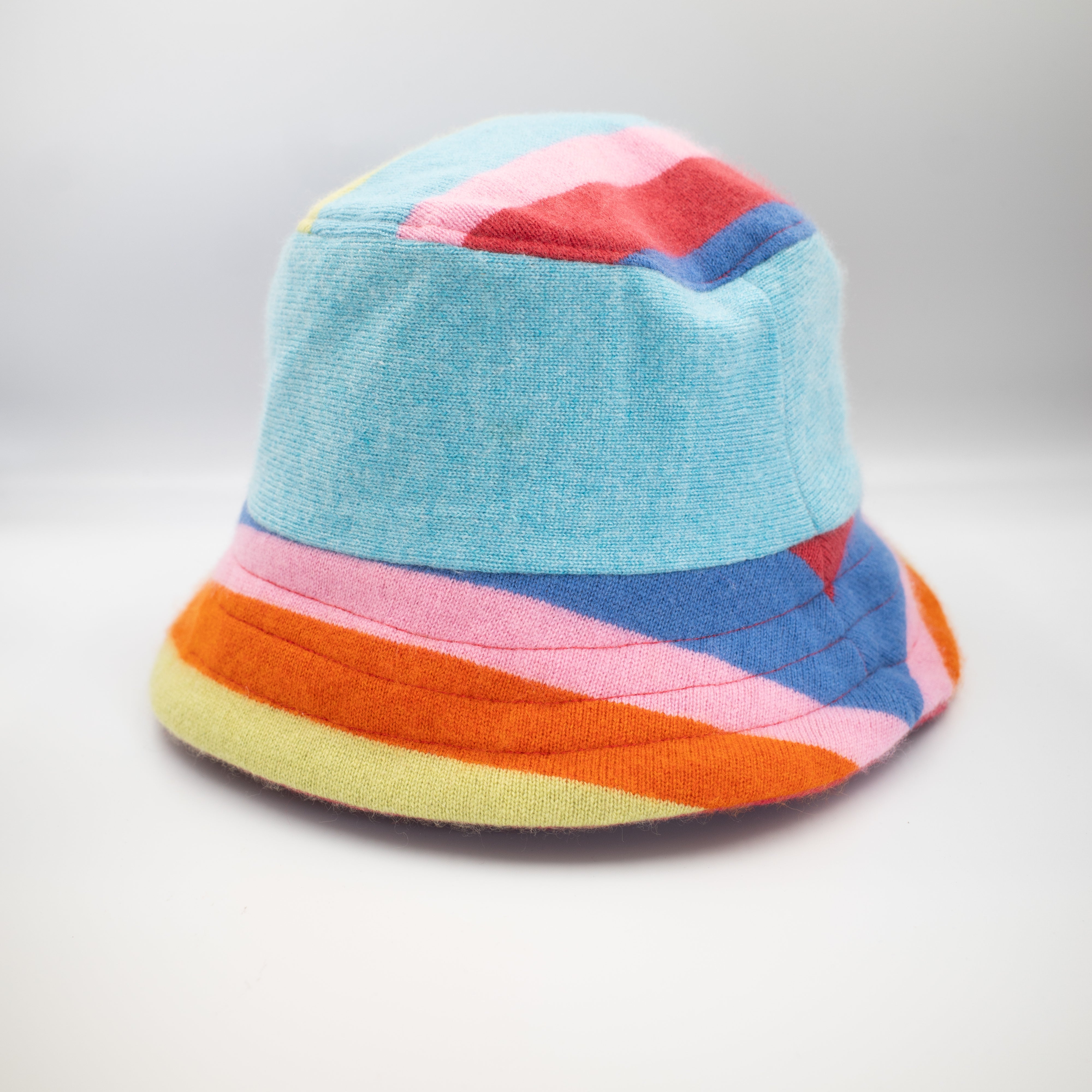 Multicoloured Reversible Cashmere Bucket Hat Large