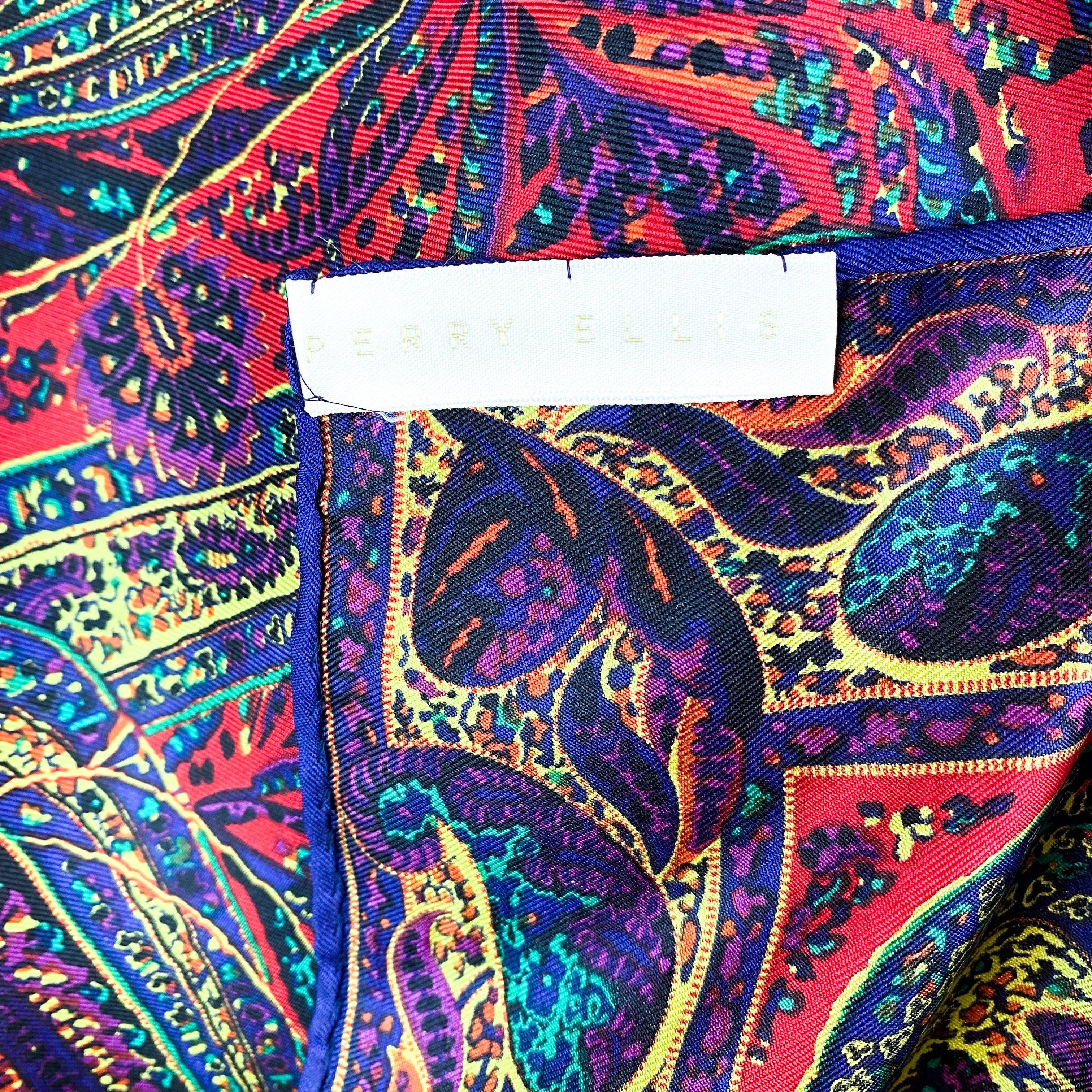 Large Perry Ellis Paisley Silk Scarf