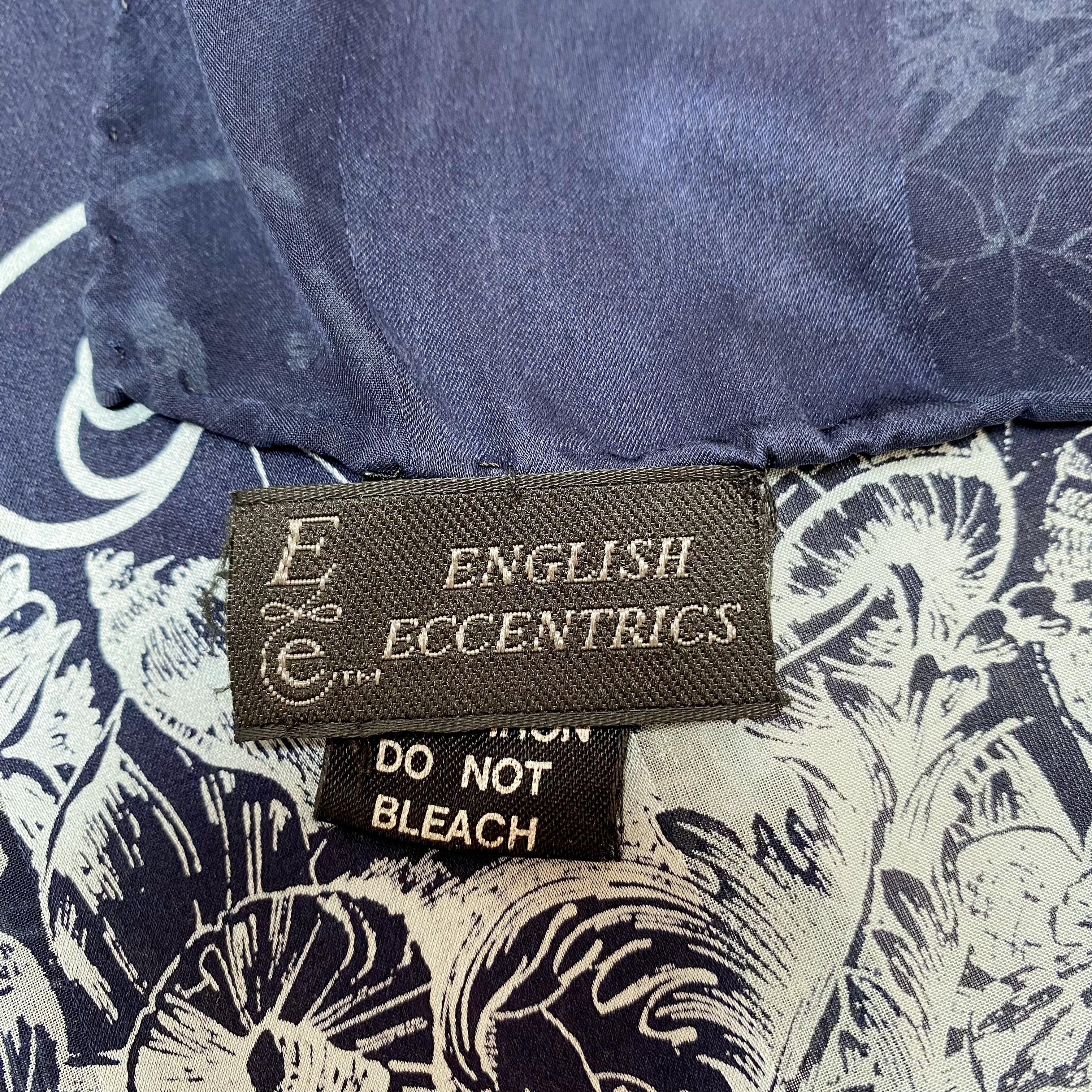 English Eccentrics Navy Long Designer Silk Scarf