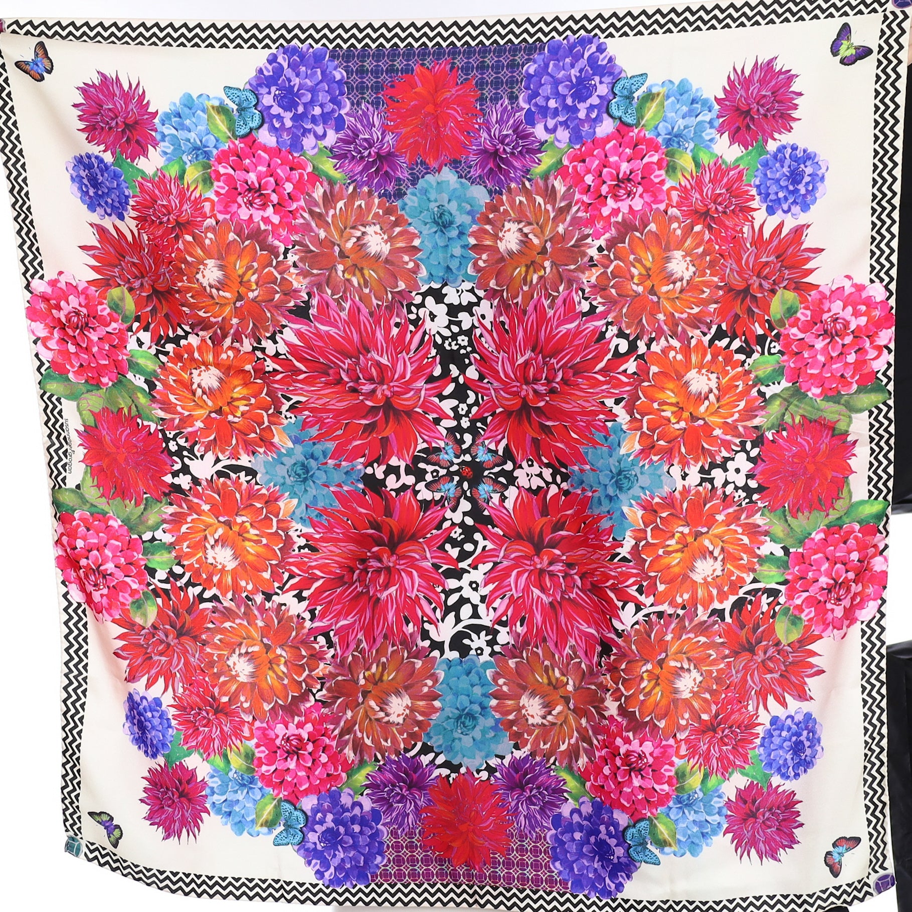 Brand New Susannagh Grogan Bright Floral Silk Scarf