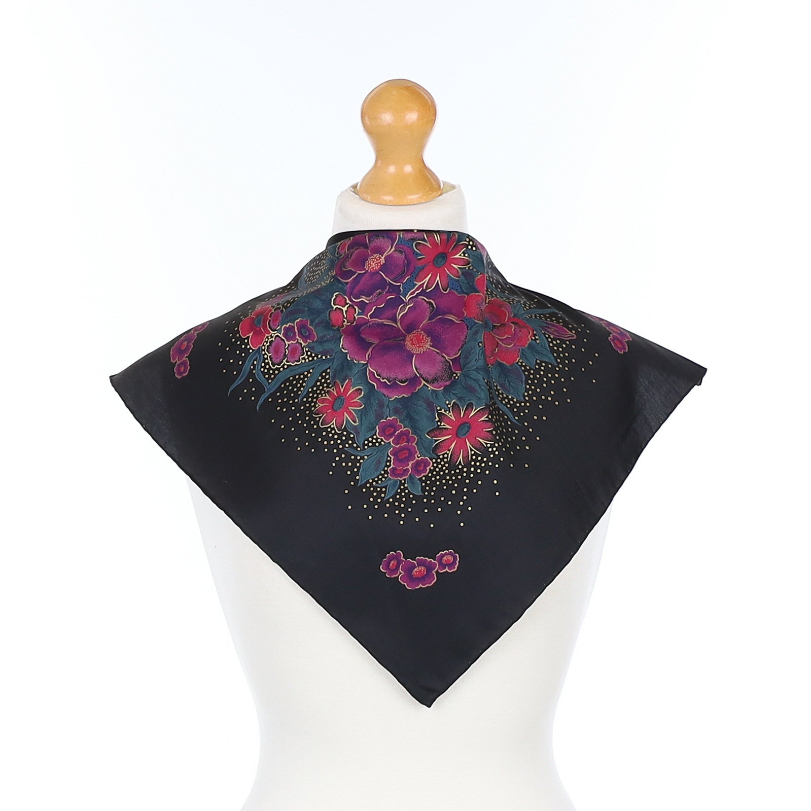 Black Floral Thai Silk Scarf