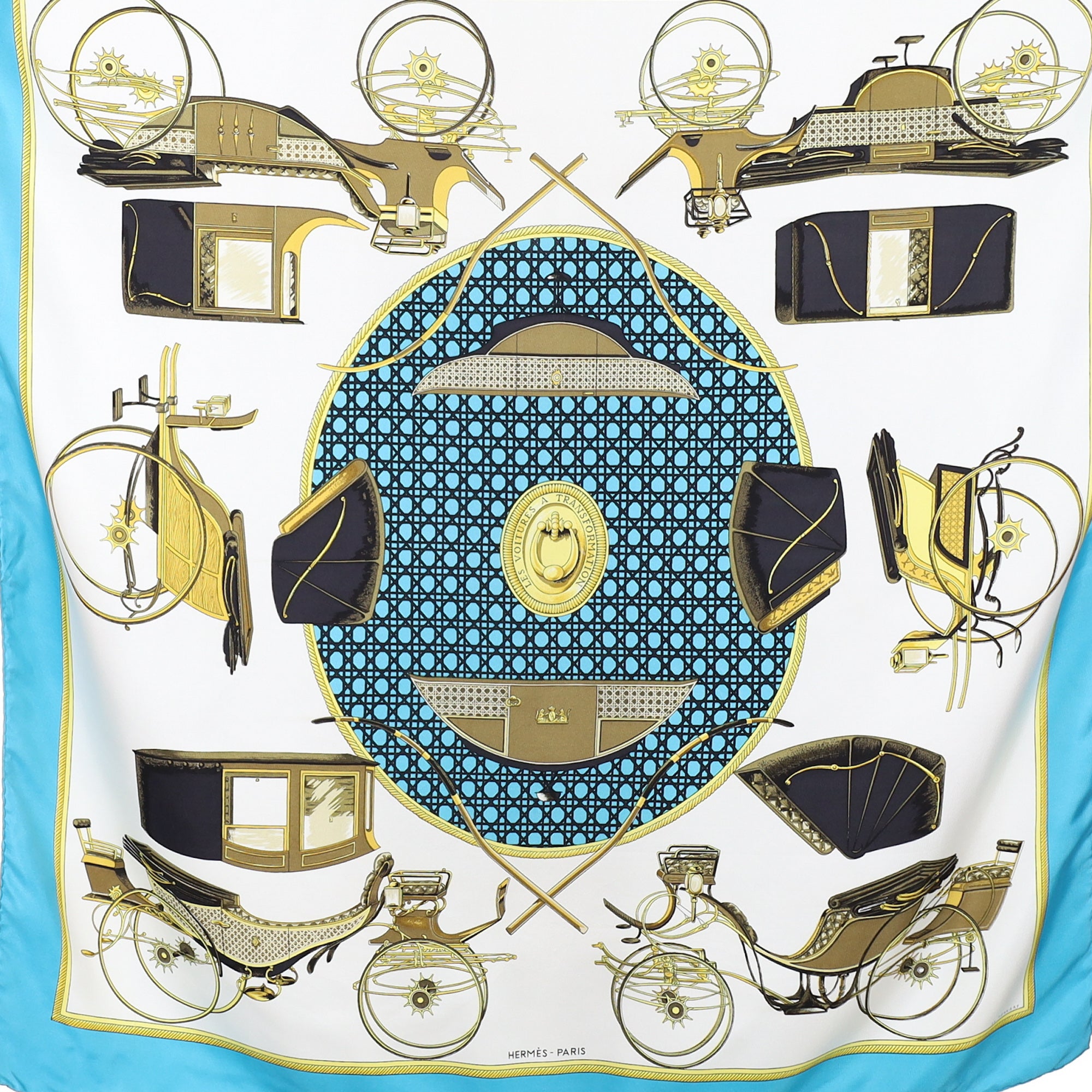 Hermès Les Voitures a Transformation Silk Scarf