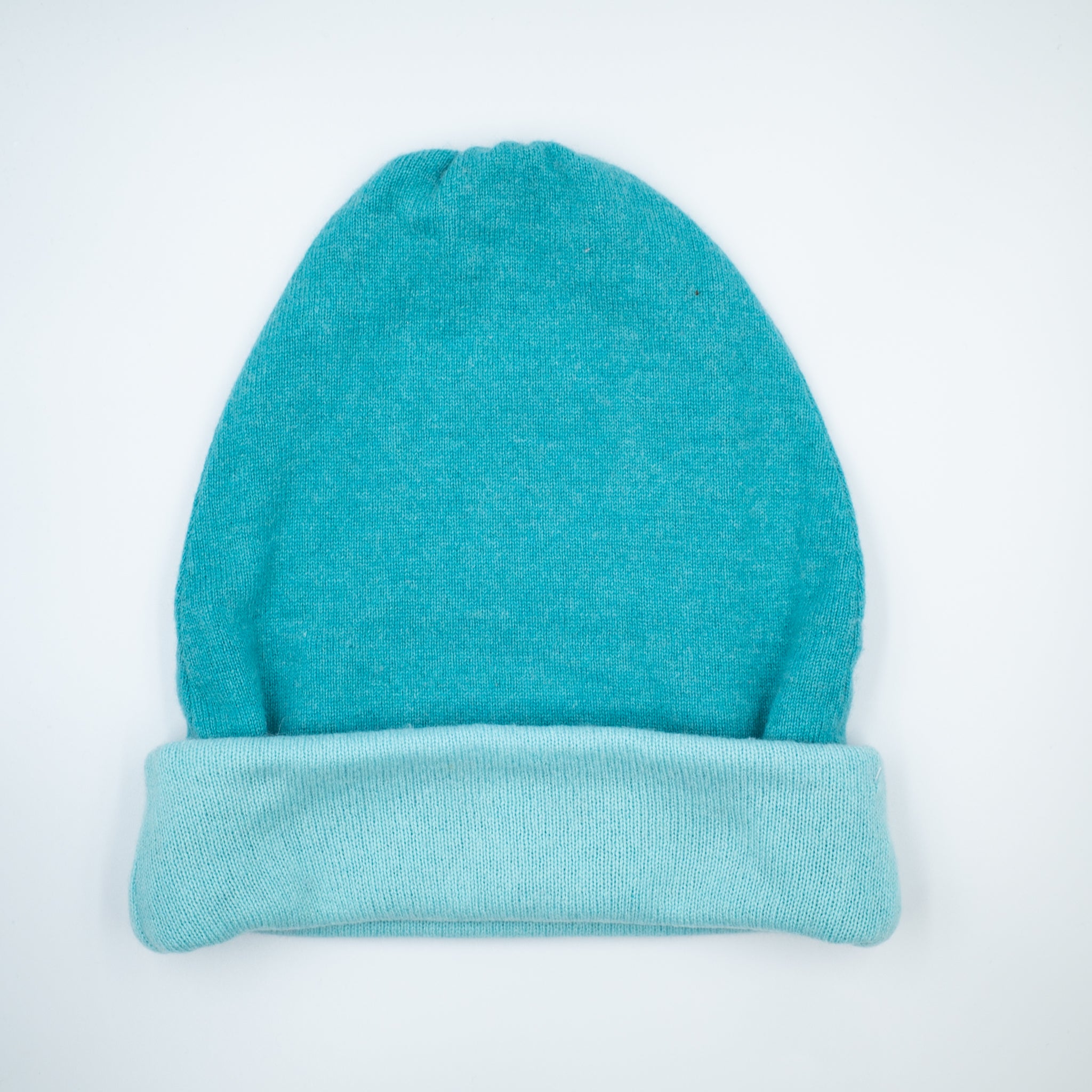 Two Tone Aqua Reversible Slouchy Beanie Hat