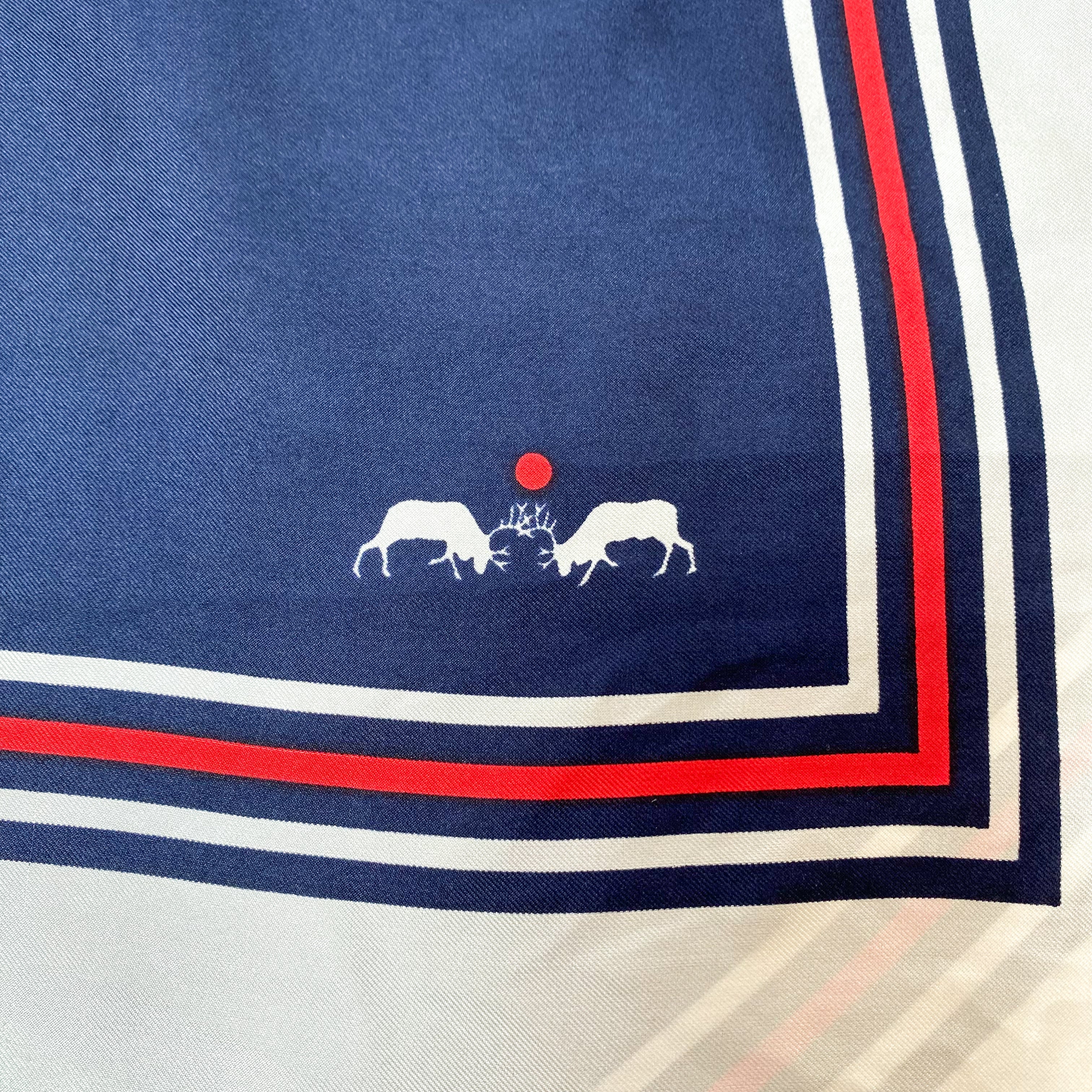Immaculate Navy Red and White Vintage Silk Scarf