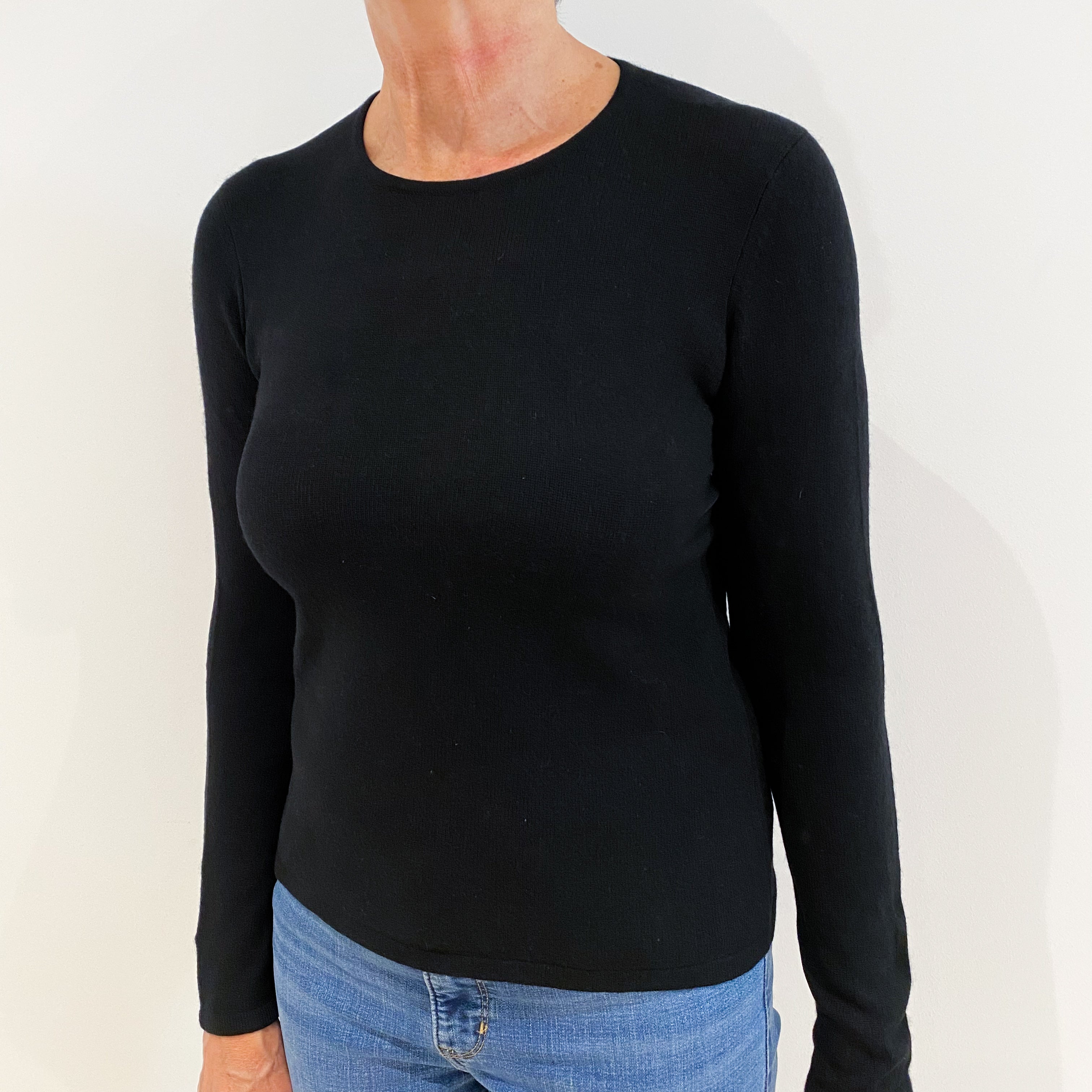 Black Cashmere Crew Neck Jumper Medium