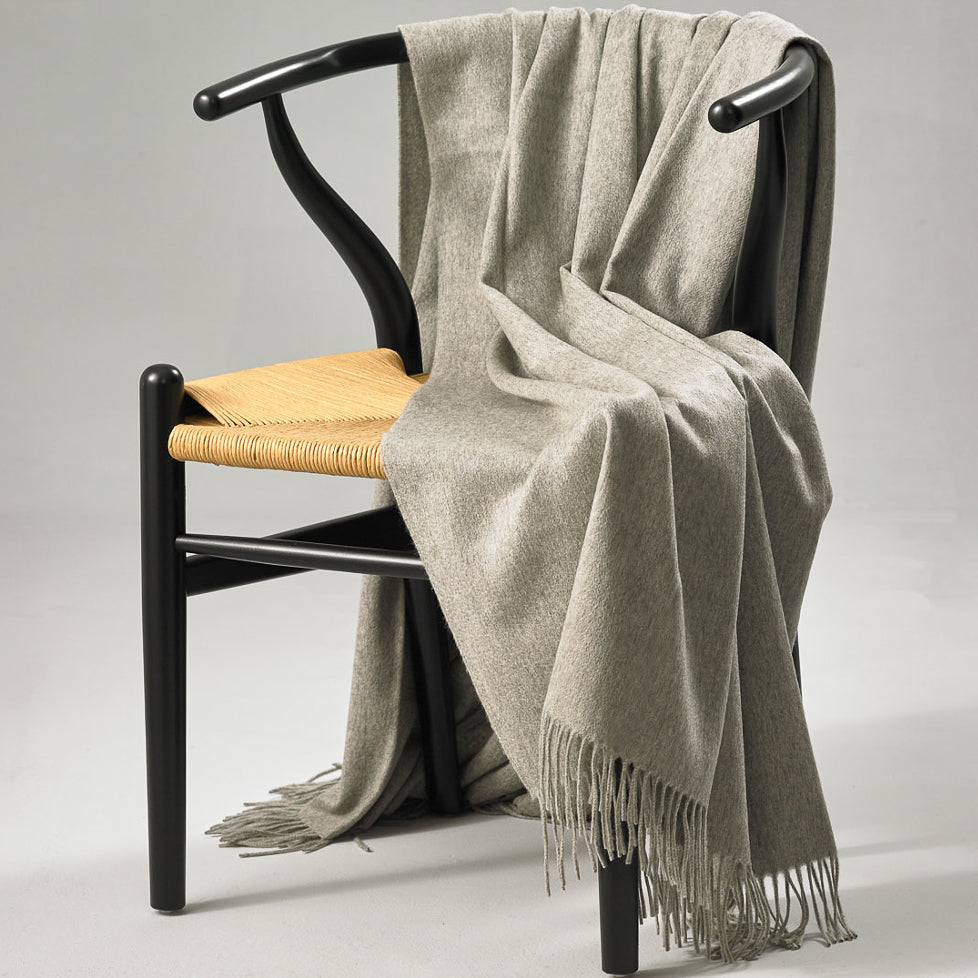 Brand New English Smoke Grey Luxury Woven Cashmere Blanket