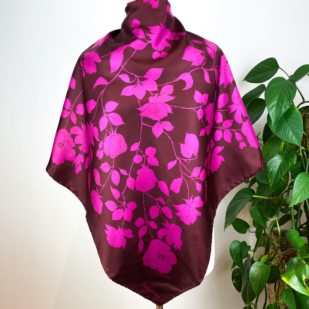 1970s Jacqmar Floral Vintage Silk Scarf