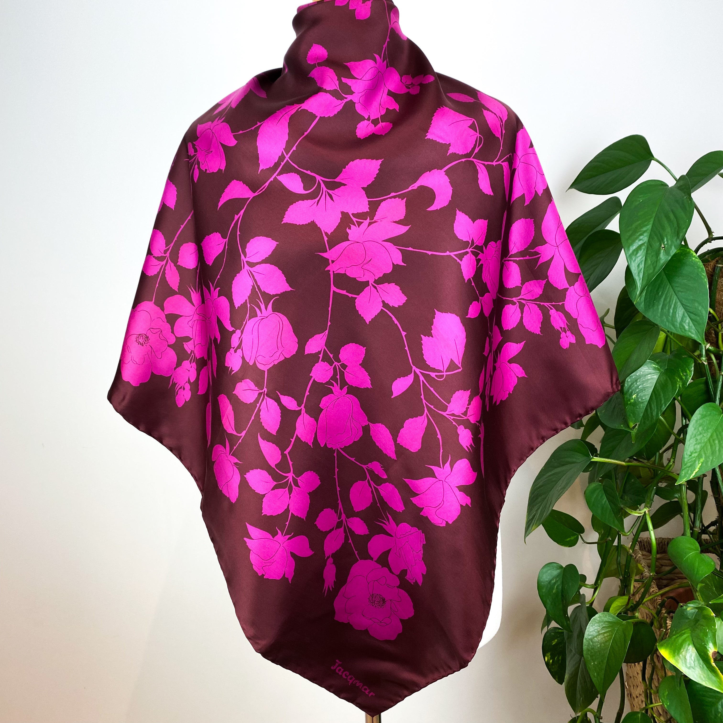 1970s Jacqmar Floral Vintage Silk Scarf
