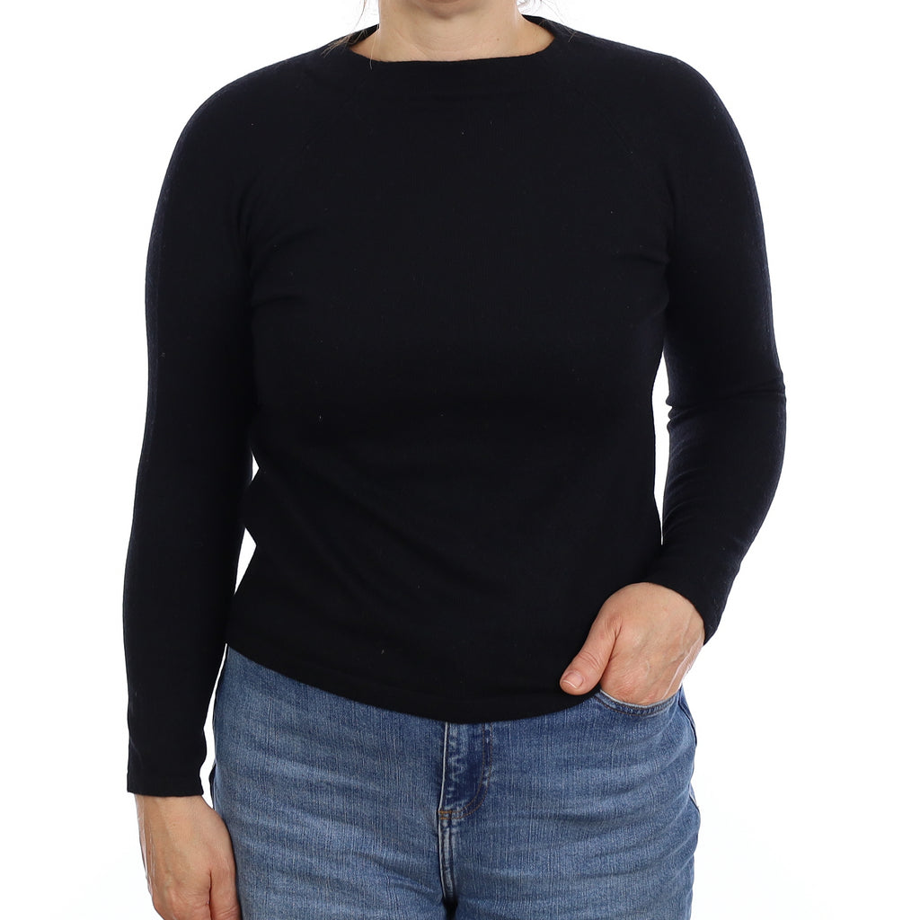 Black Cashmere Boat Neck Jumper Medium