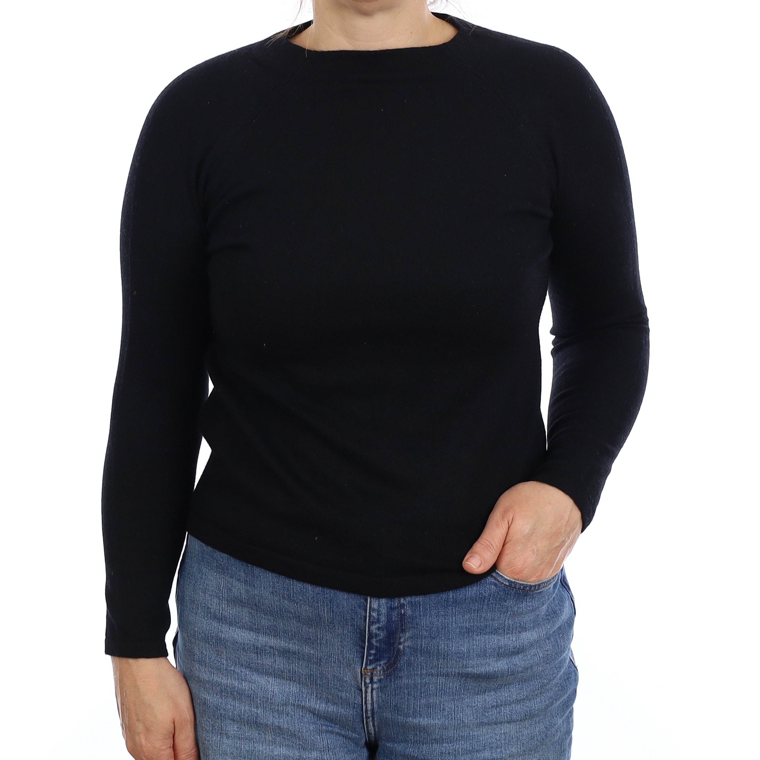 Black Cashmere Boat Neck Jumper Medium