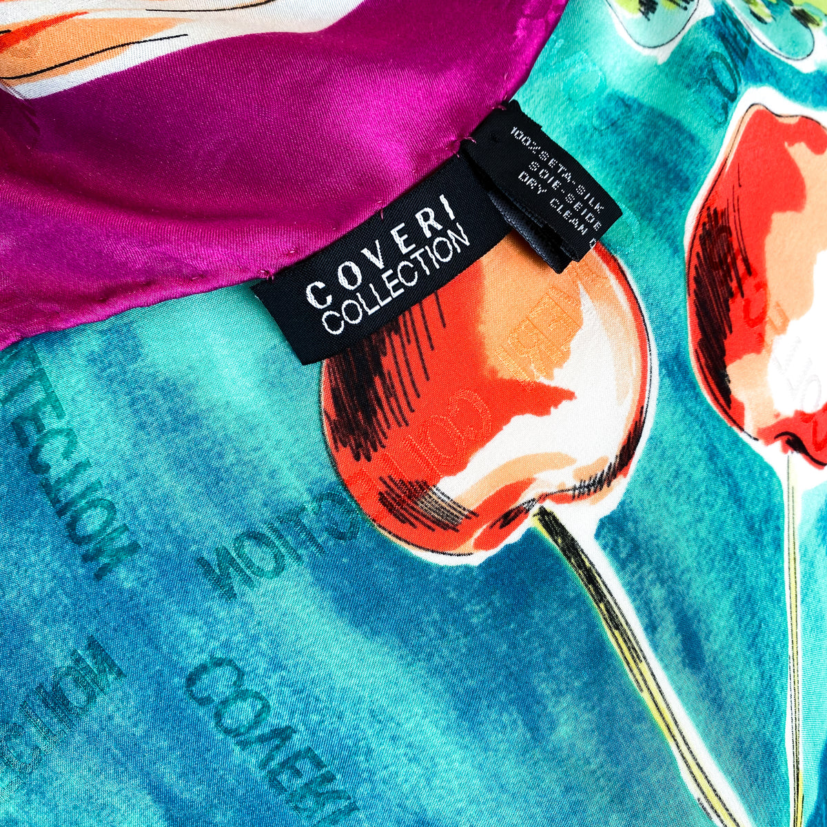 Large Vivid Satin Italian Silk Scarf