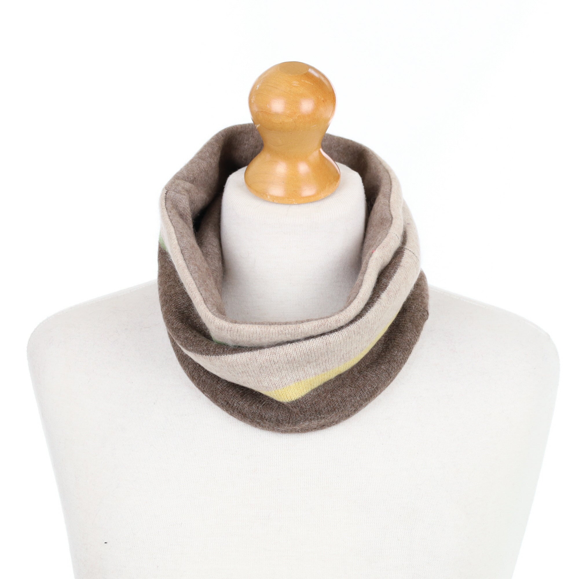 Mouse Brown, Green and Yellow Striped Neck Warmer
