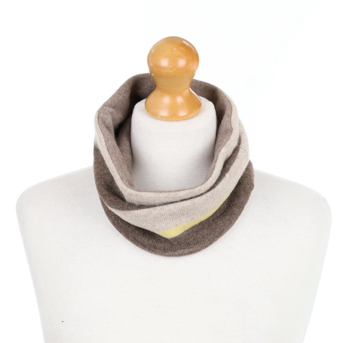Mouse Brown, Green and Yellow Striped Neck Warmer