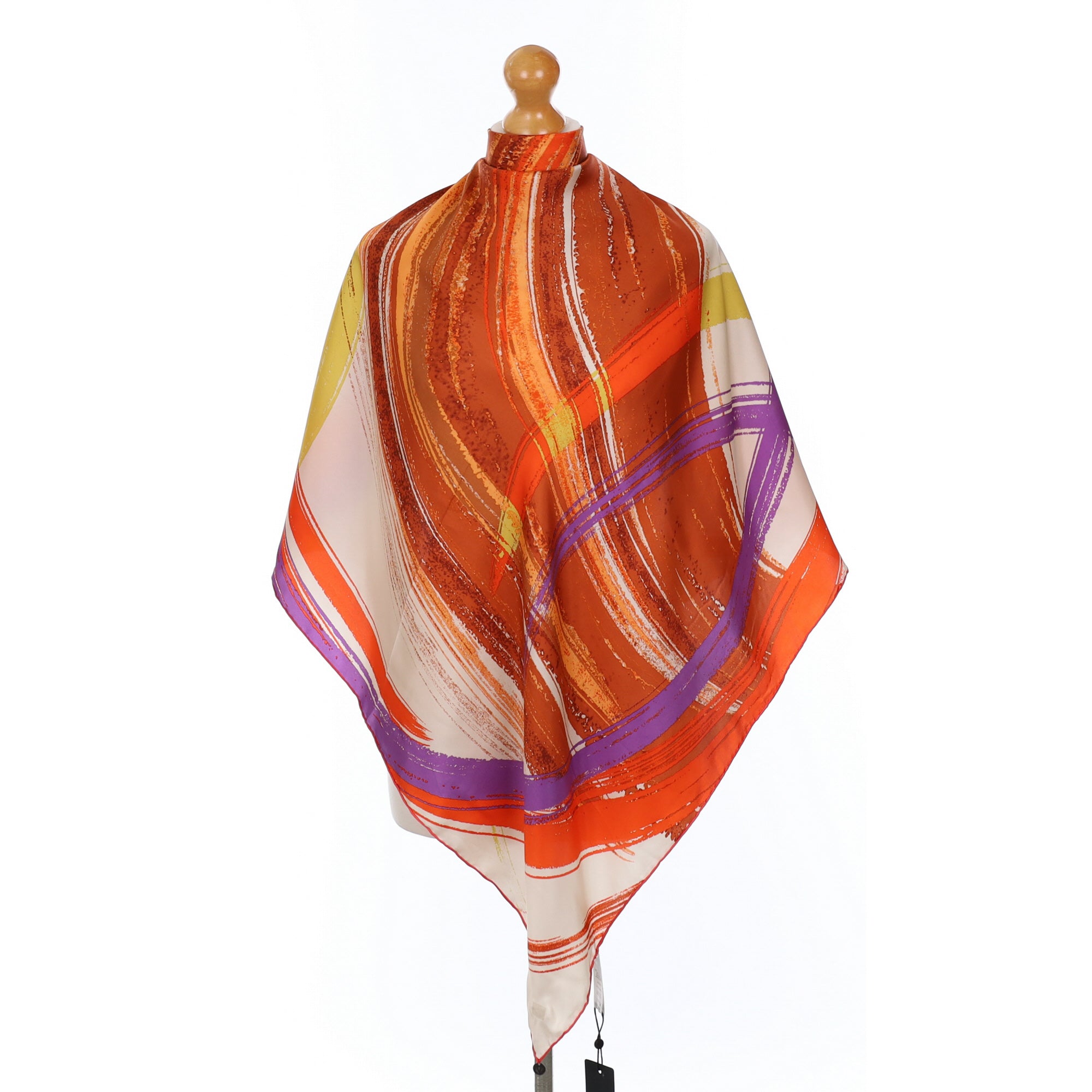 Brand New Fraas Abstract Orange Silk Scarf