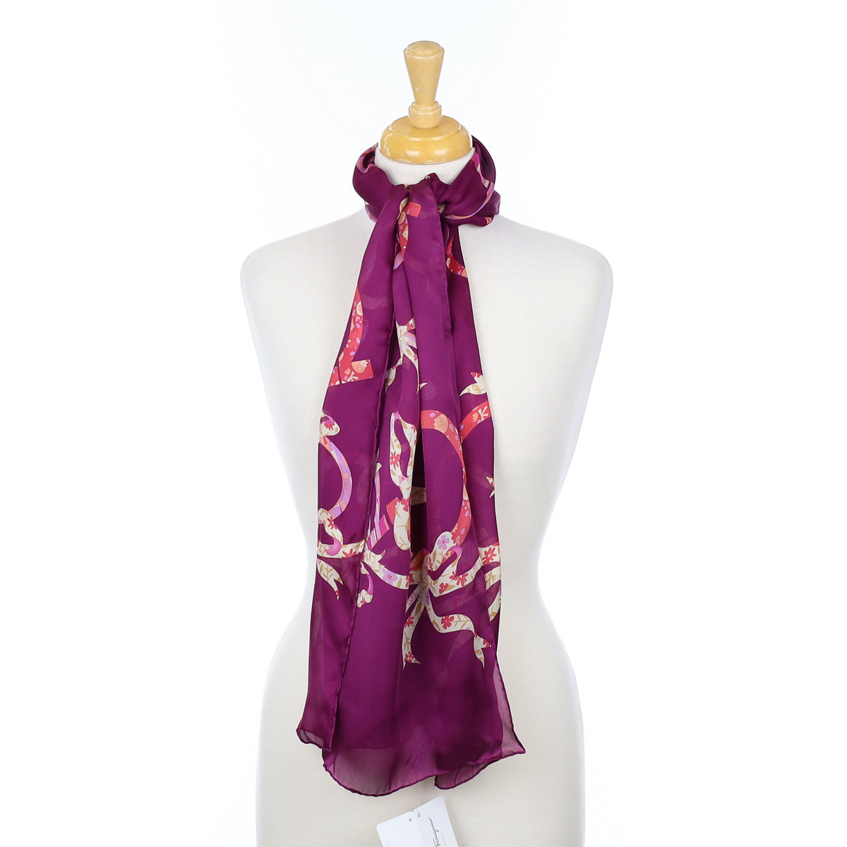Boxed Salvatore Ferragamo Purple Long Silk Scarf
