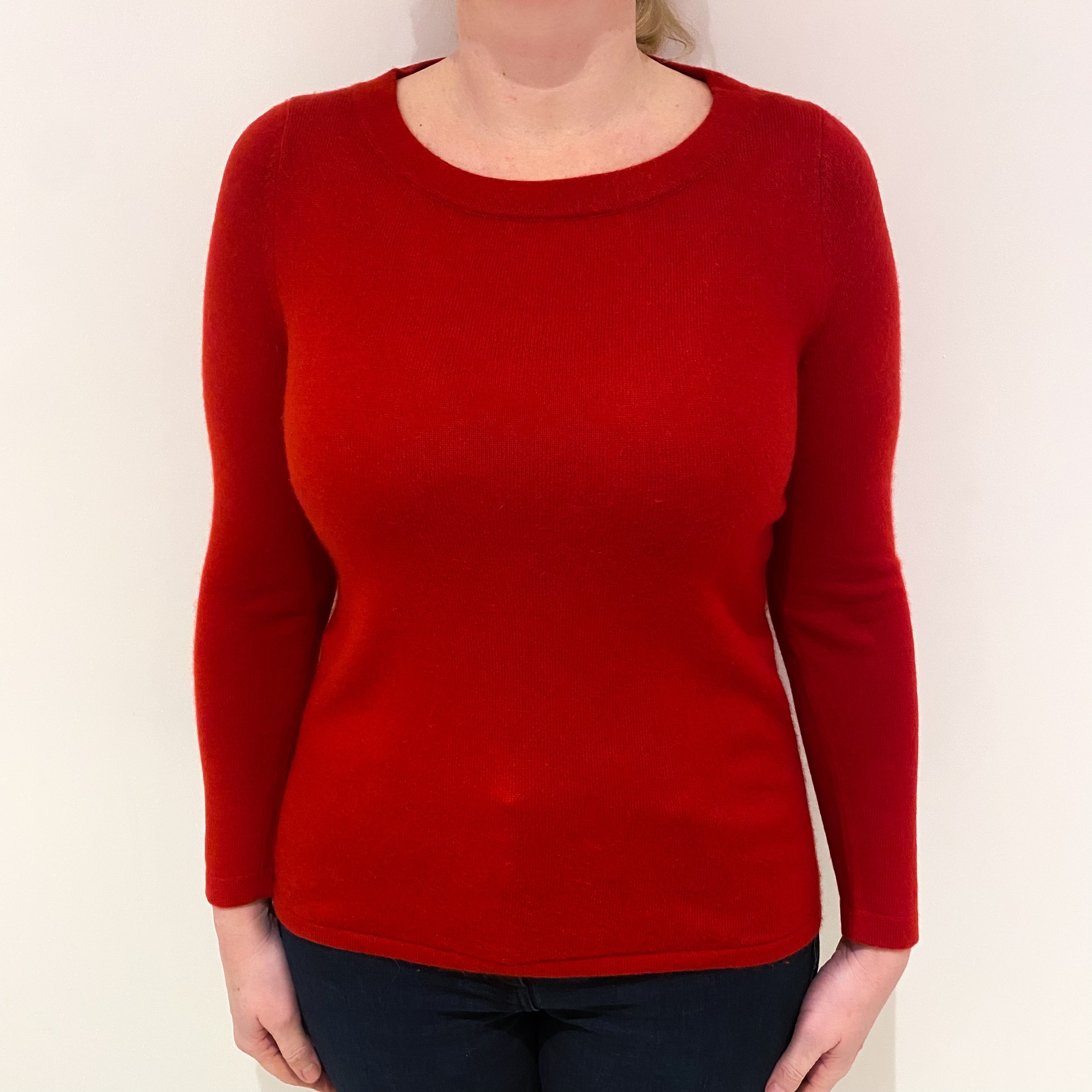 Post Box Red Cashmere Crew Neck Jumper Large