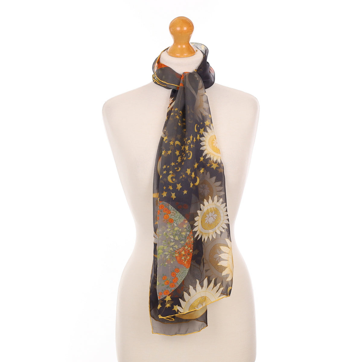 Brand New Salvatore Ferragamo Black Patterned Silk Scarf