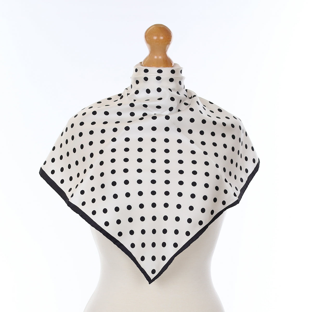 Brand New Black Spotted Silk Scarf