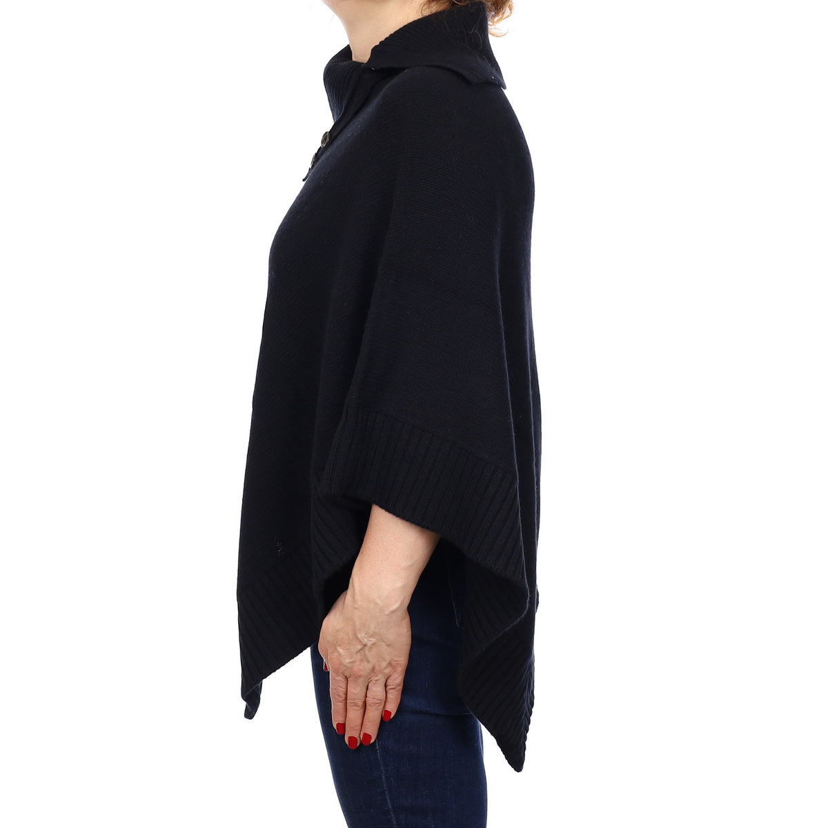 Brand New Scottish Hawico Black Luxury Chunky Cashmere Poncho