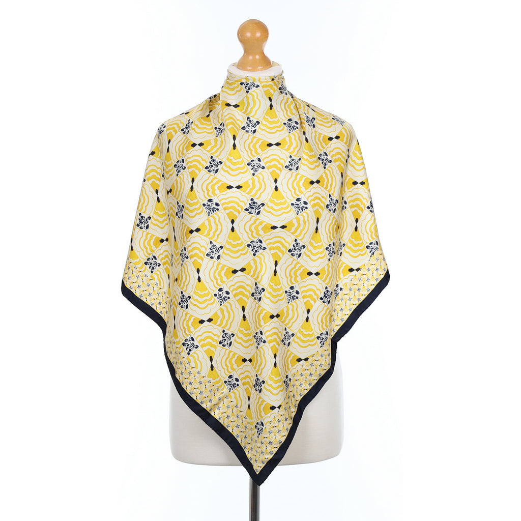 Brand New Tara Jarmon Black and Yellow Silk Scarf