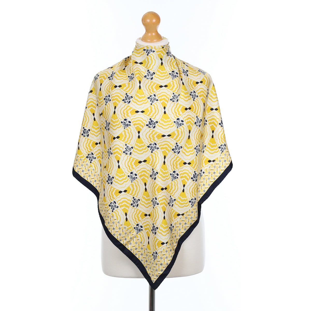 Brand New Tara Jarmon Black and Yellow Silk Scarf