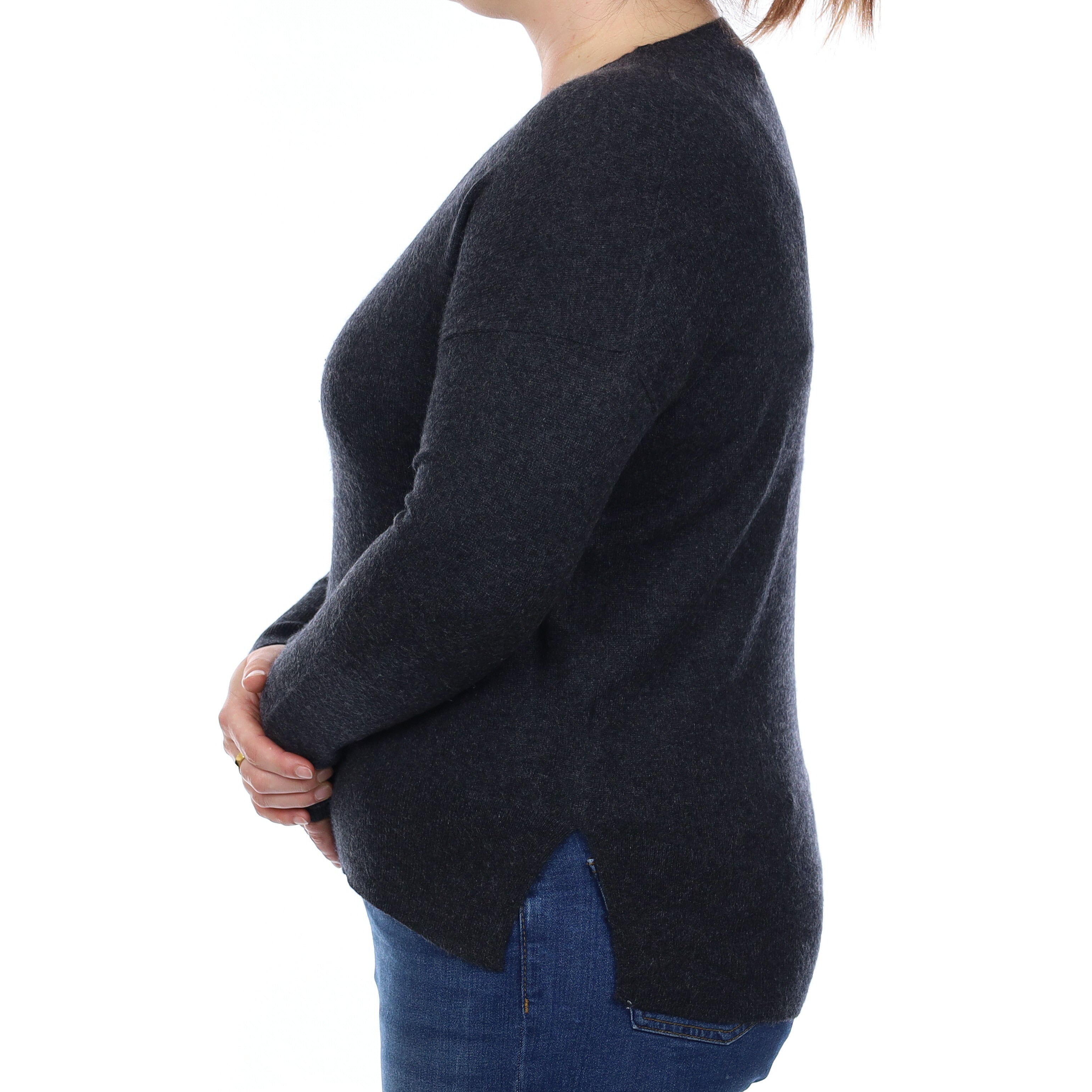 Charcoal Grey Cashmere Crew Neck Jumper Large
