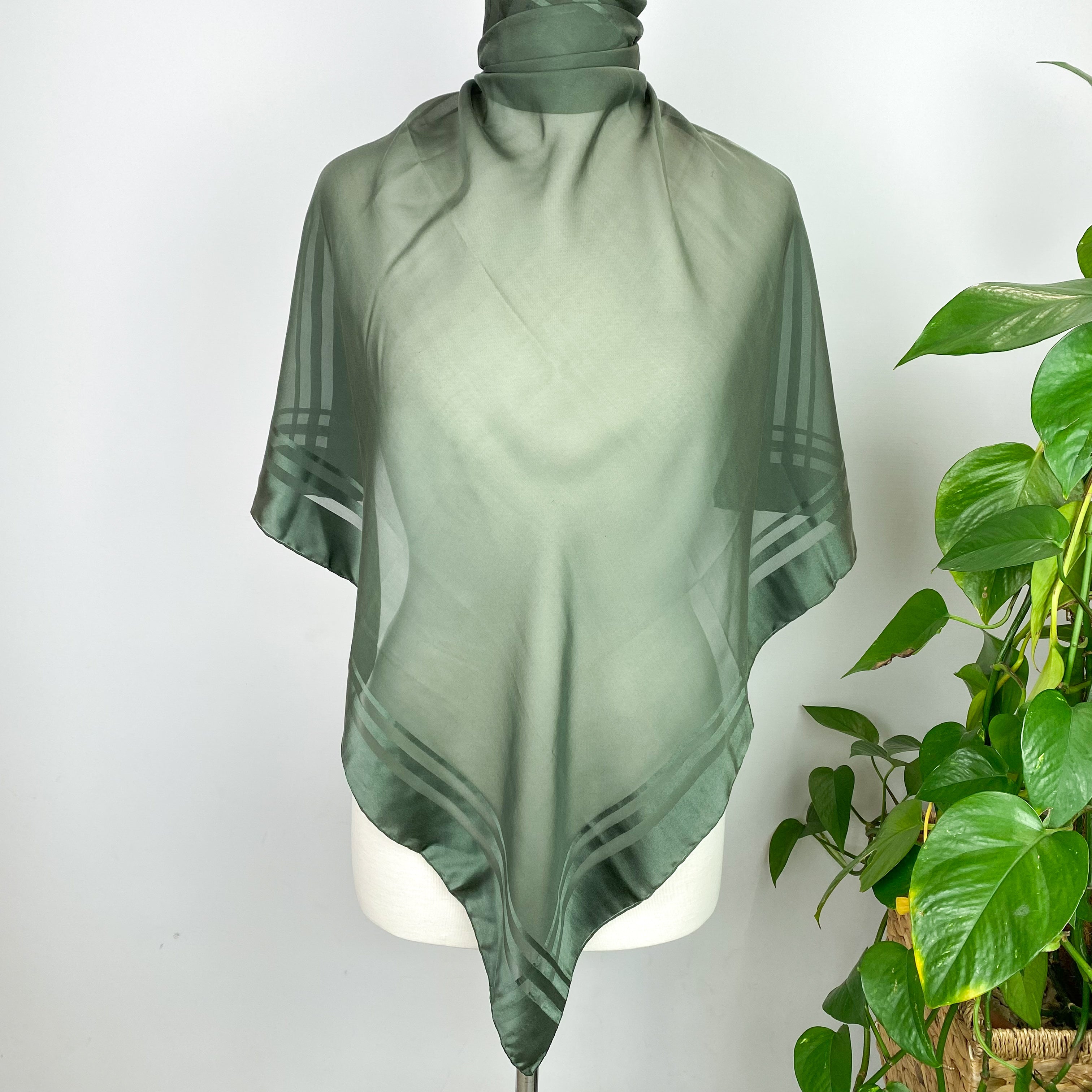 Vintage Jaeger Khaki Silk Scarf