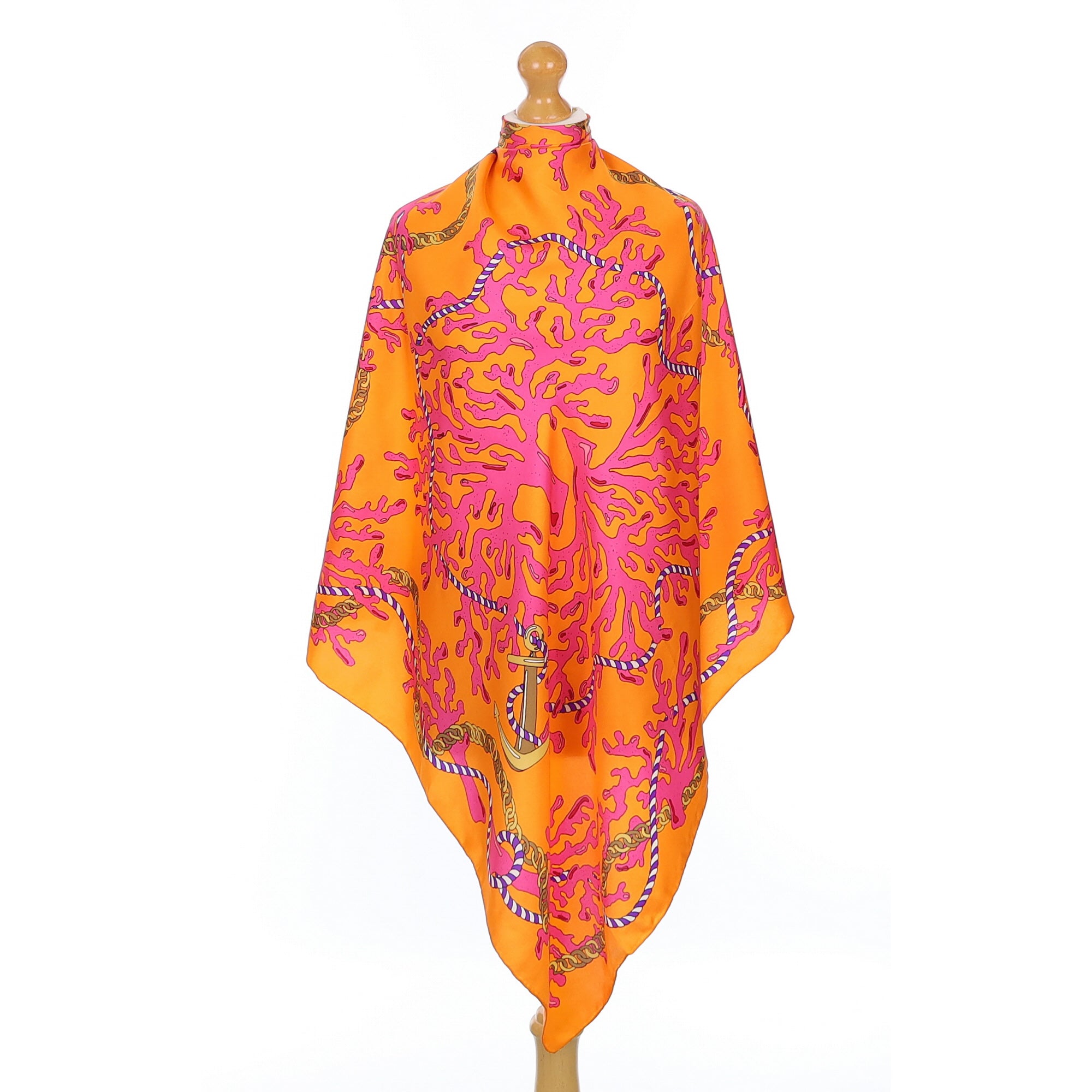 Brand New Orange Nautical Silk Scarf