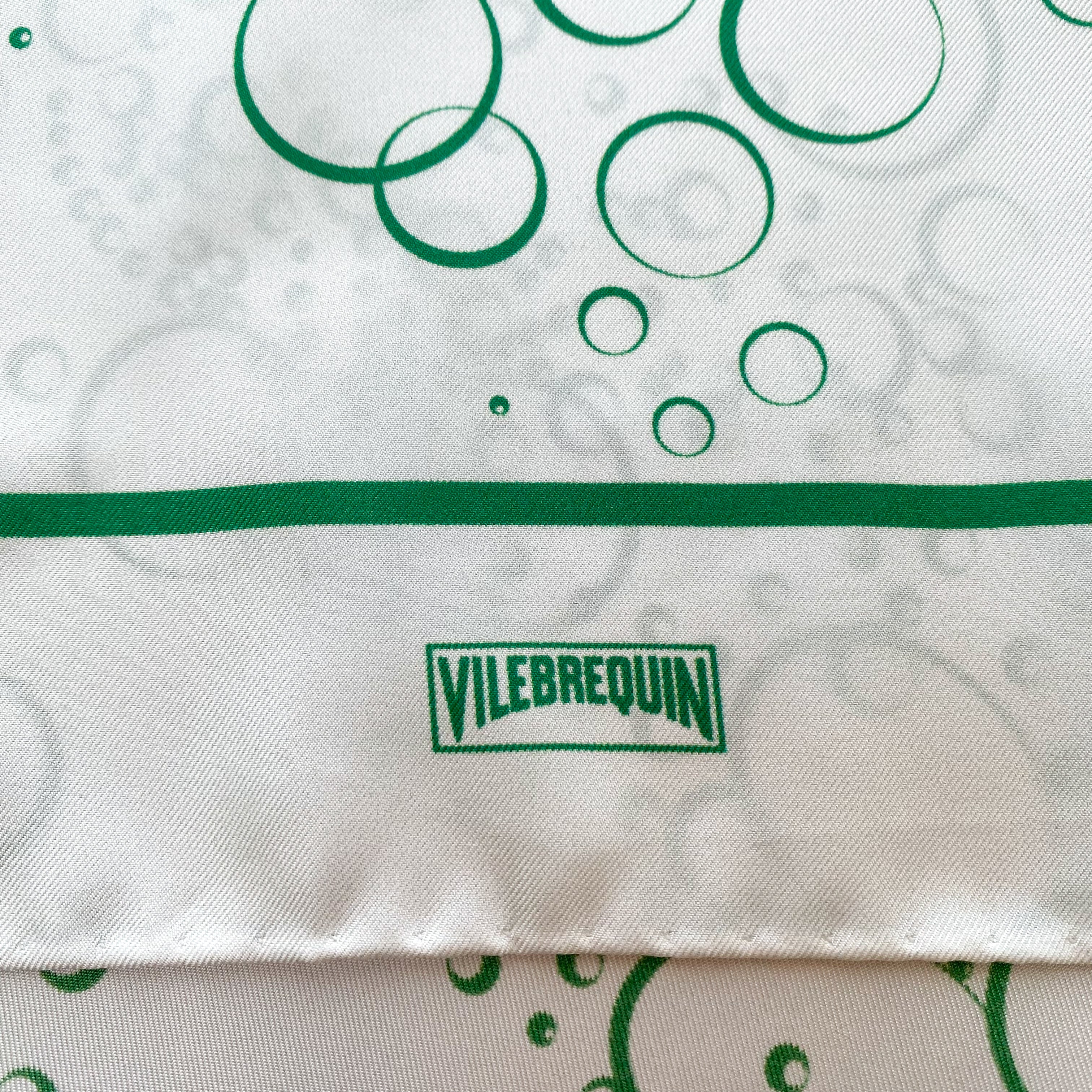 Stunning White and Green Vilebrequin Designer Silk Scarf