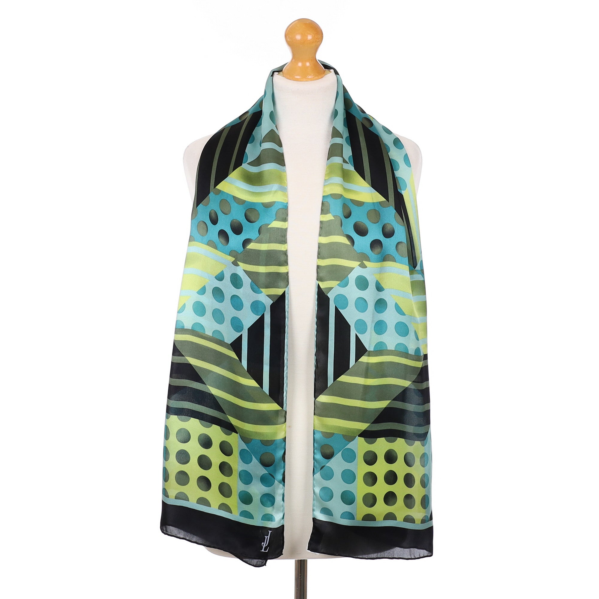 Brand New Jammers & Leufgen Blue Spotted Silk Scarf