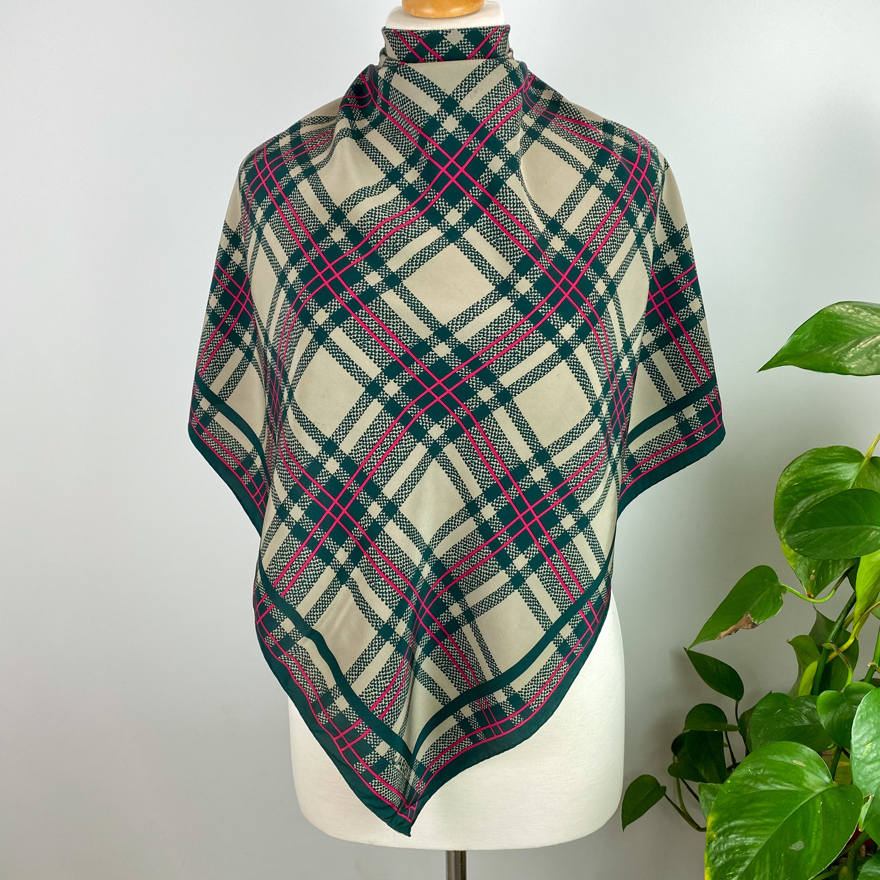 1980’s Jaeger Checked Silk Scarf