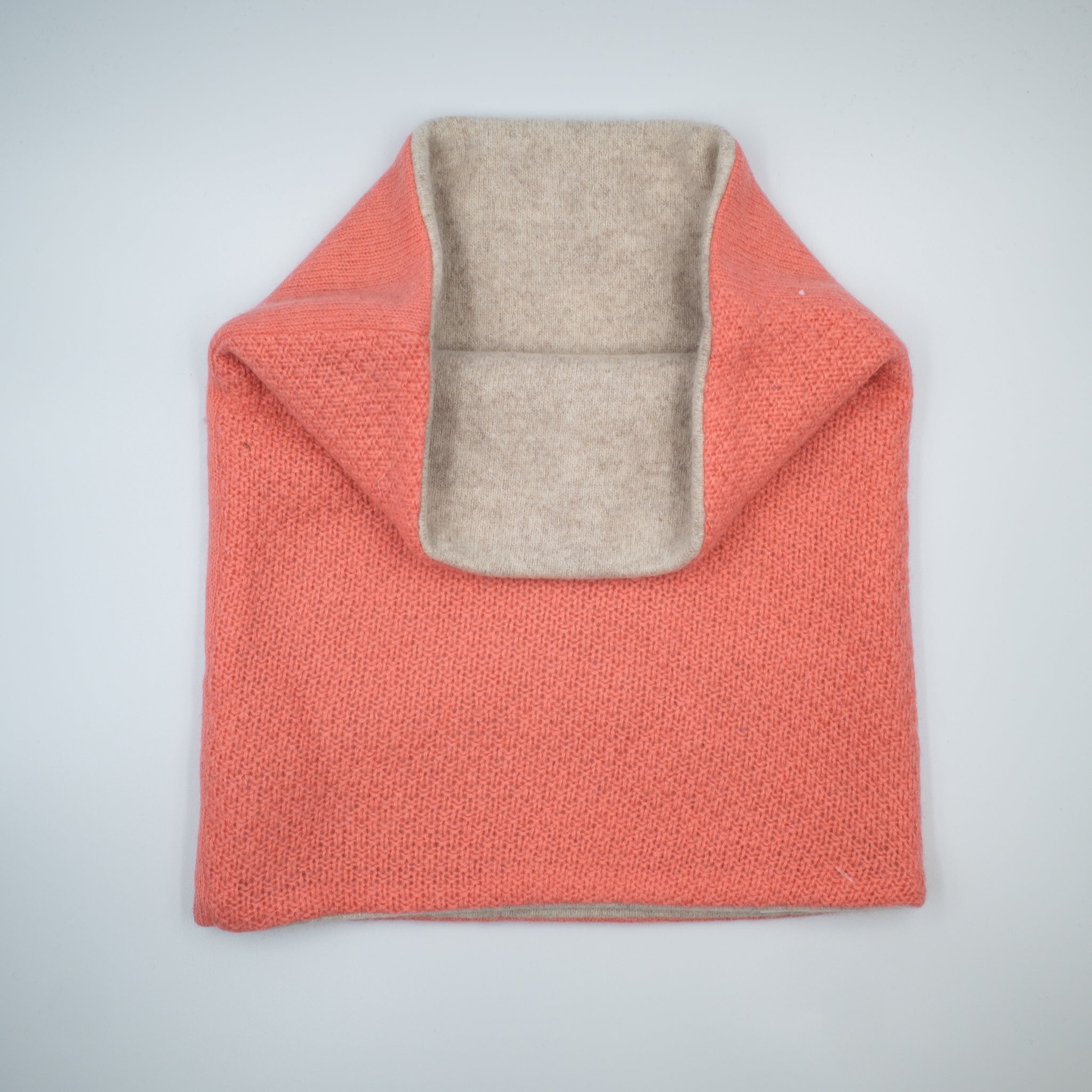 Coral Lace Knit and Pale Biscuit Luxury Double Layered Snood