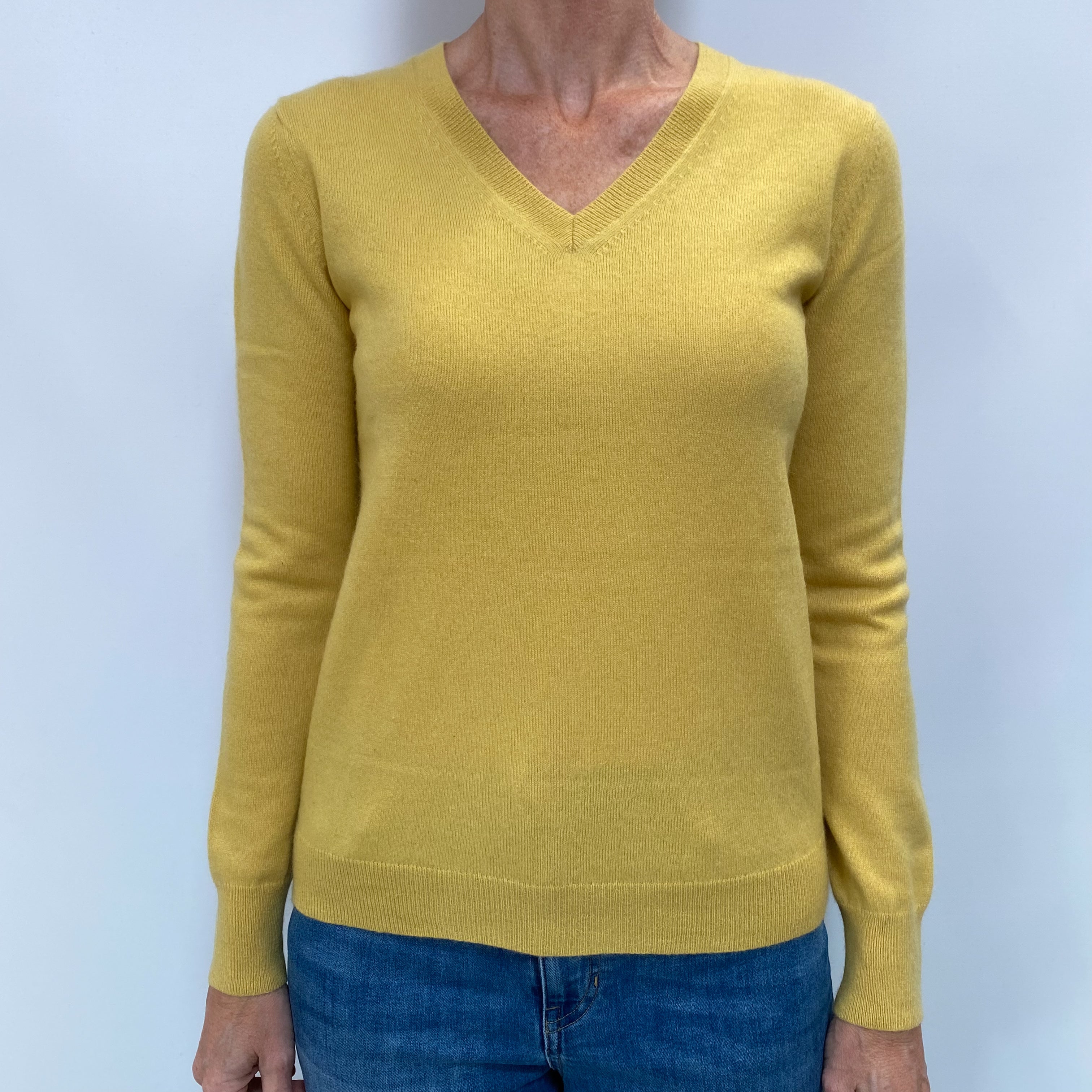 Sunflower Yellow Cashmere V Neck Jumper Small