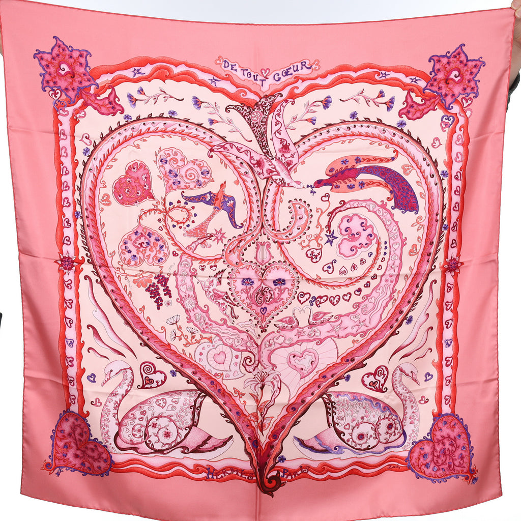 Boxed Hermès De Tout Coeur Silk Scarf Rare