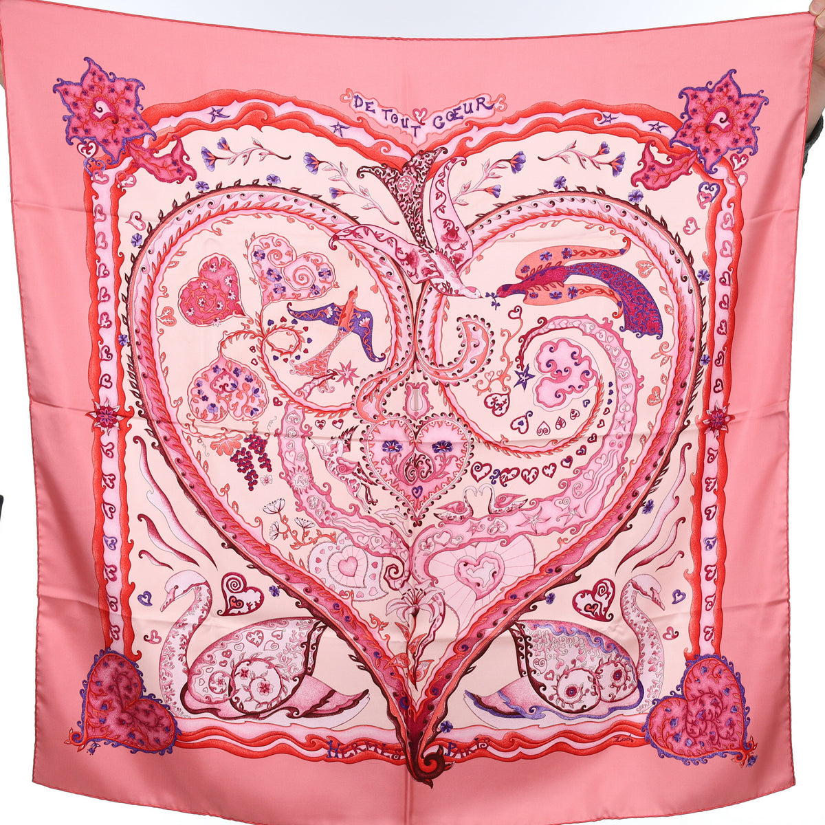 Boxed Hermès De Tout Coeur Silk Scarf Rare