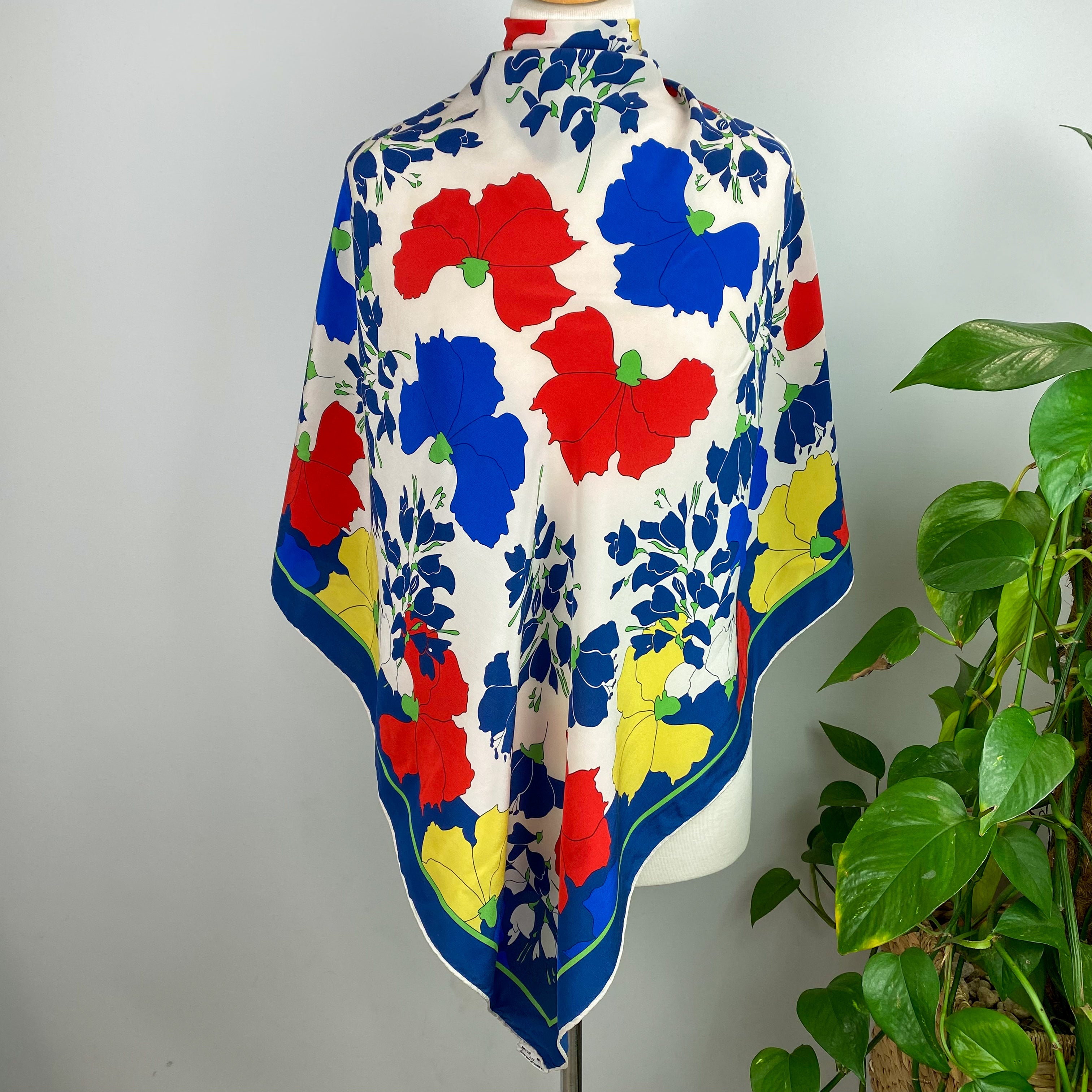 Rochas French Colourful Vintage Silk Scarf
