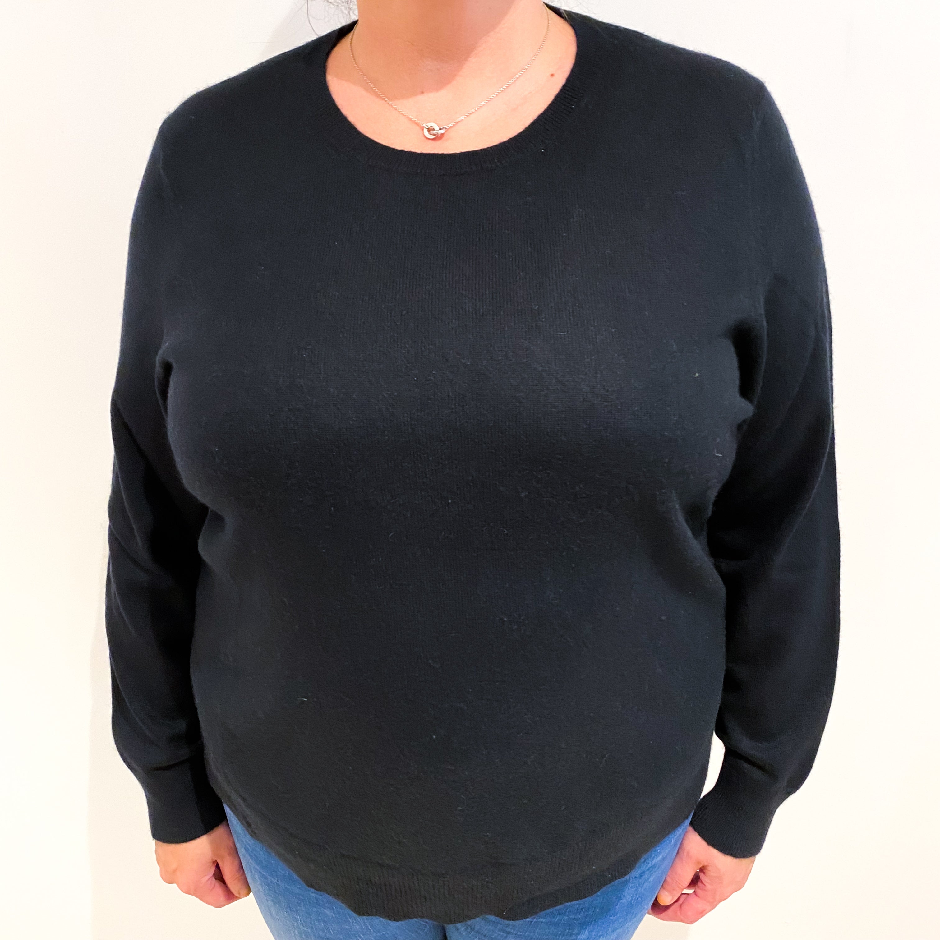 Black Cashmere Crew Neck Jumper Extra Extra Large