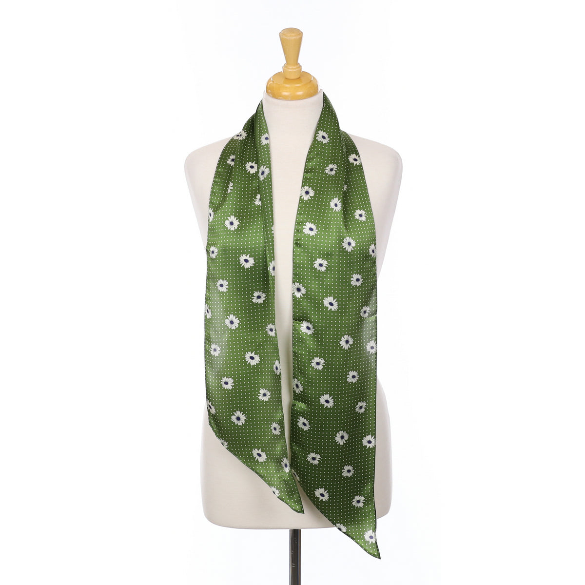 Laura Ashley Green Pussy Bow Silk Scarf