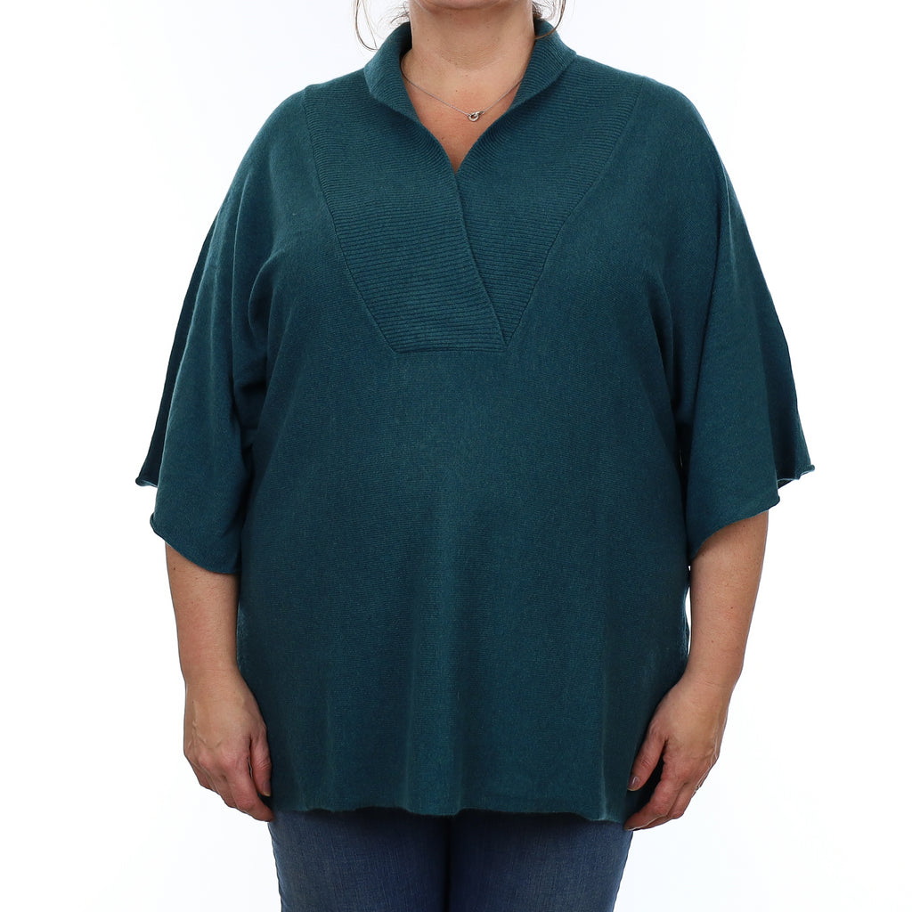 Forest Green Cashmere Slouchy Shawl Collar Jumper Extra Large