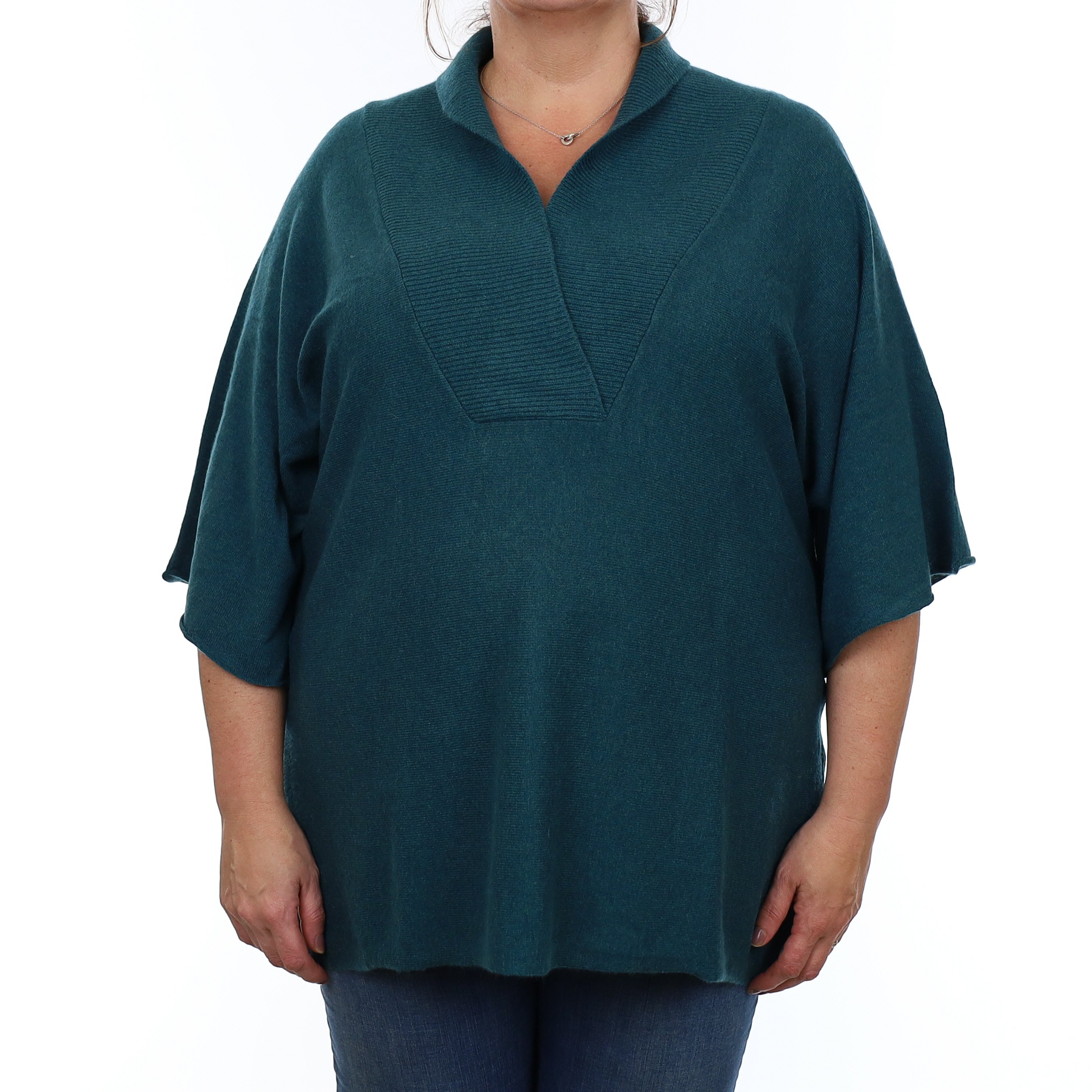 Forest Green Cashmere Slouchy Shawl Collar Jumper Extra Large