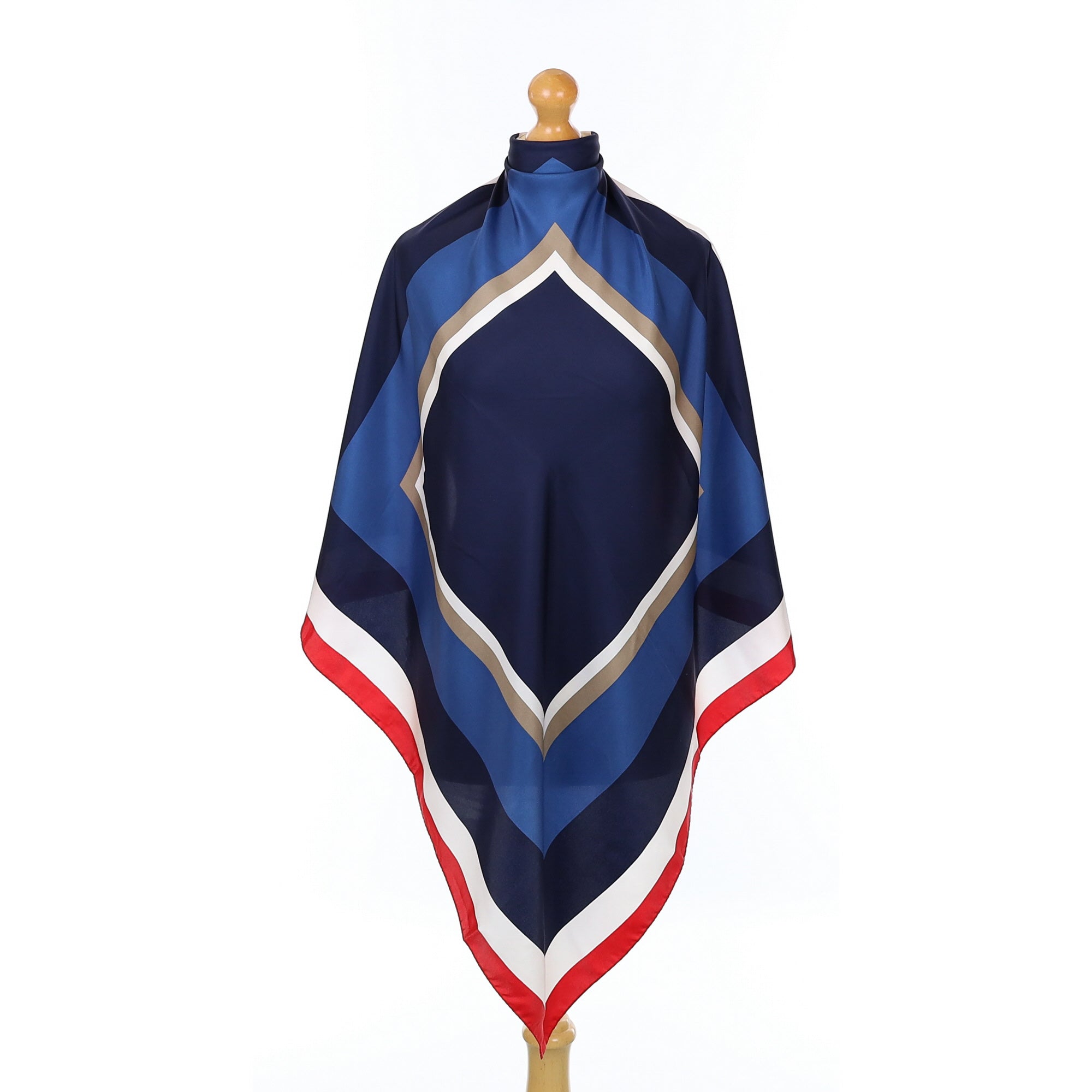 Striped Red, White and Blue Silk Scarf