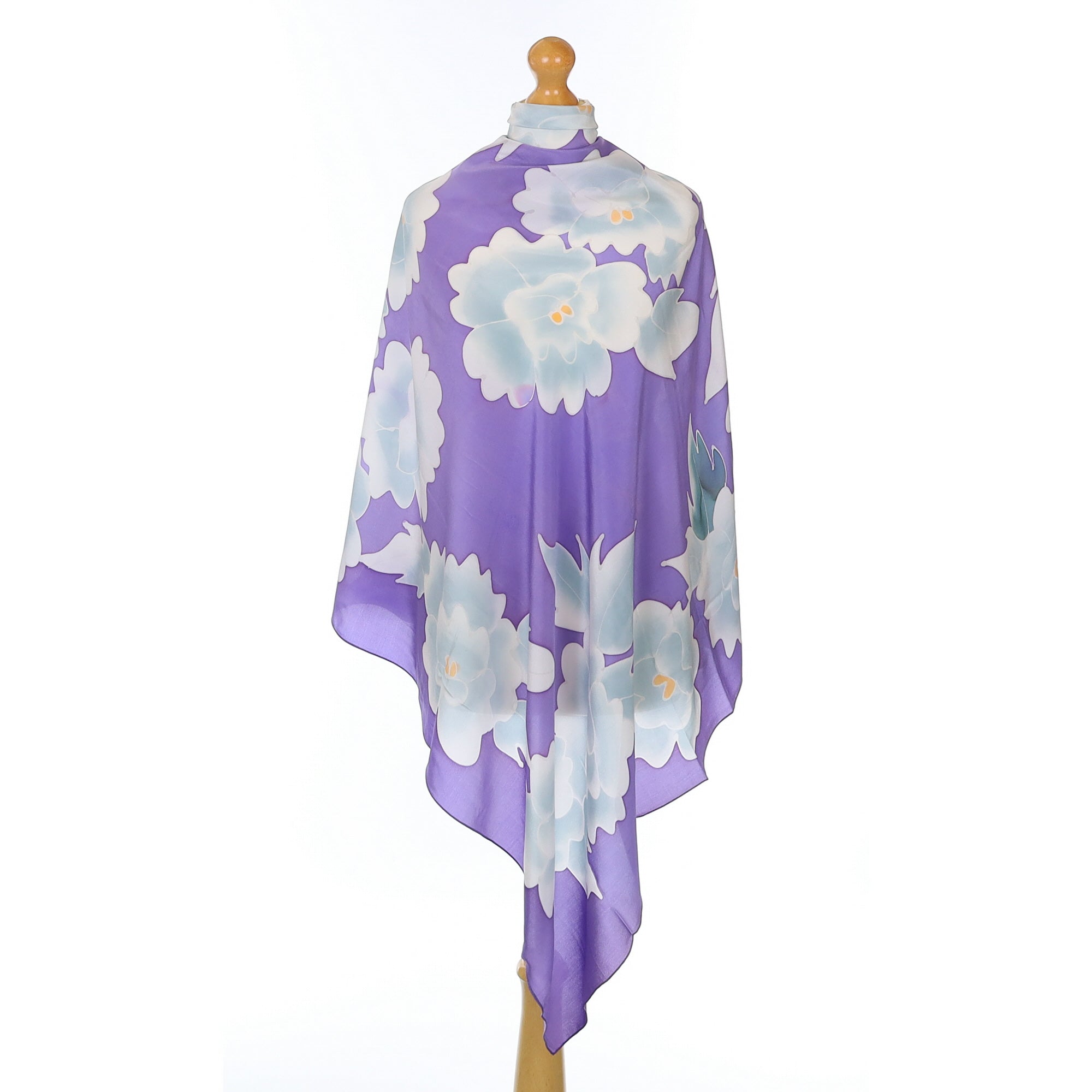 Purple Floral Silk Scarf
