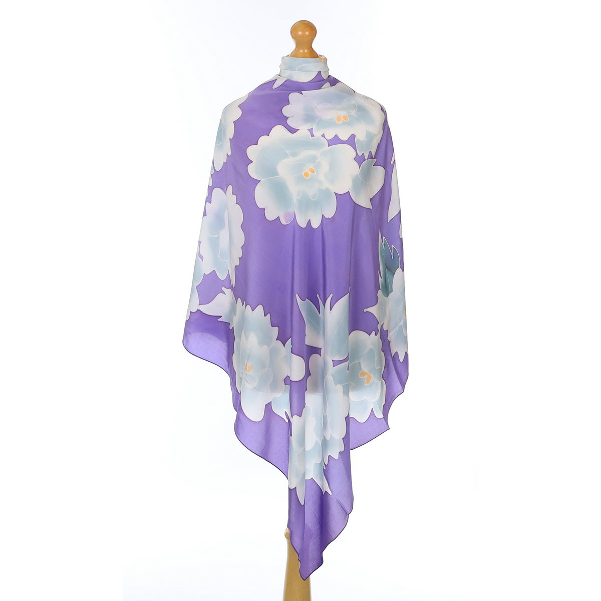 Purple Floral Silk Scarf